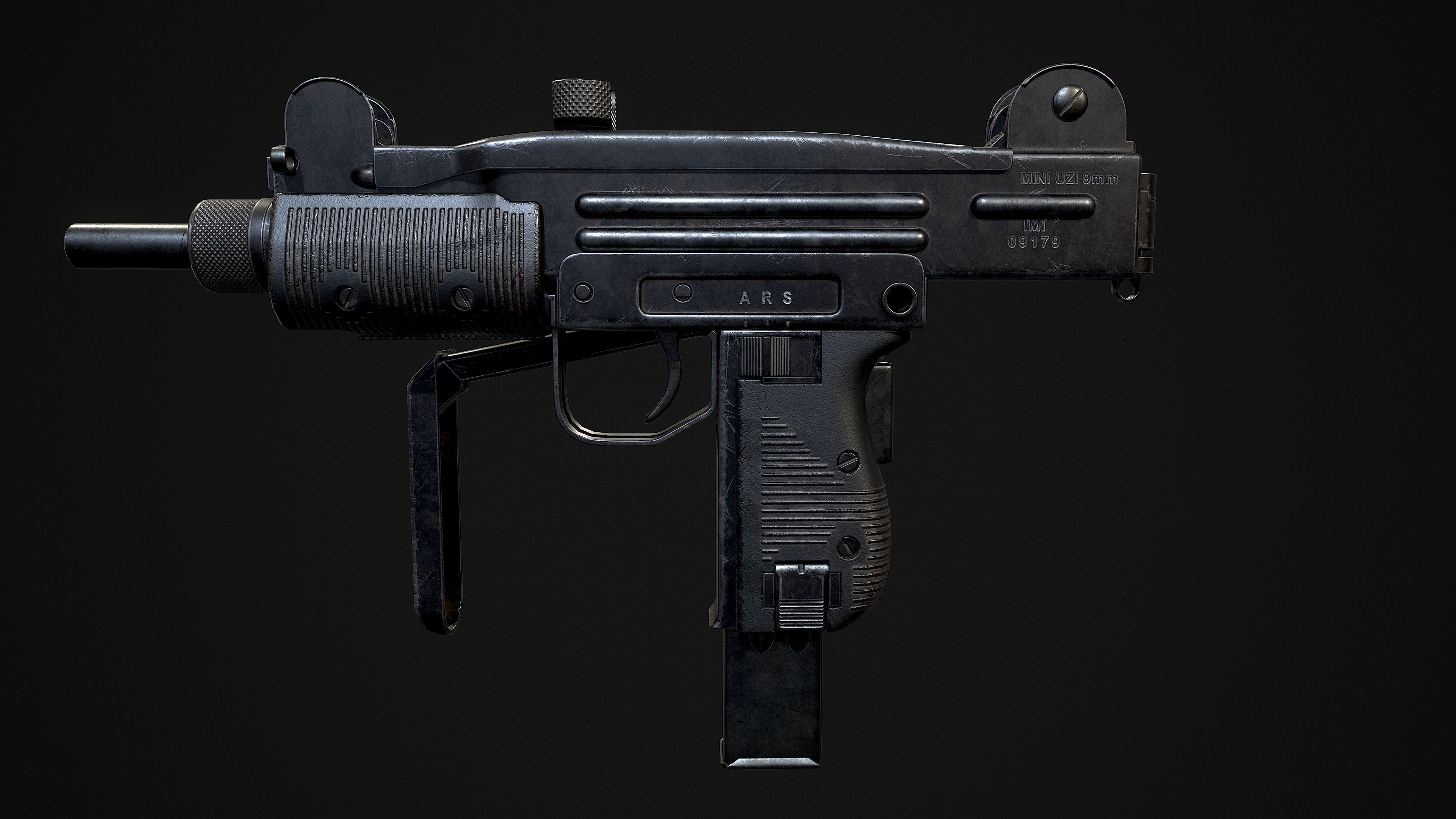 Mini UZI Low-poly 3D model_2