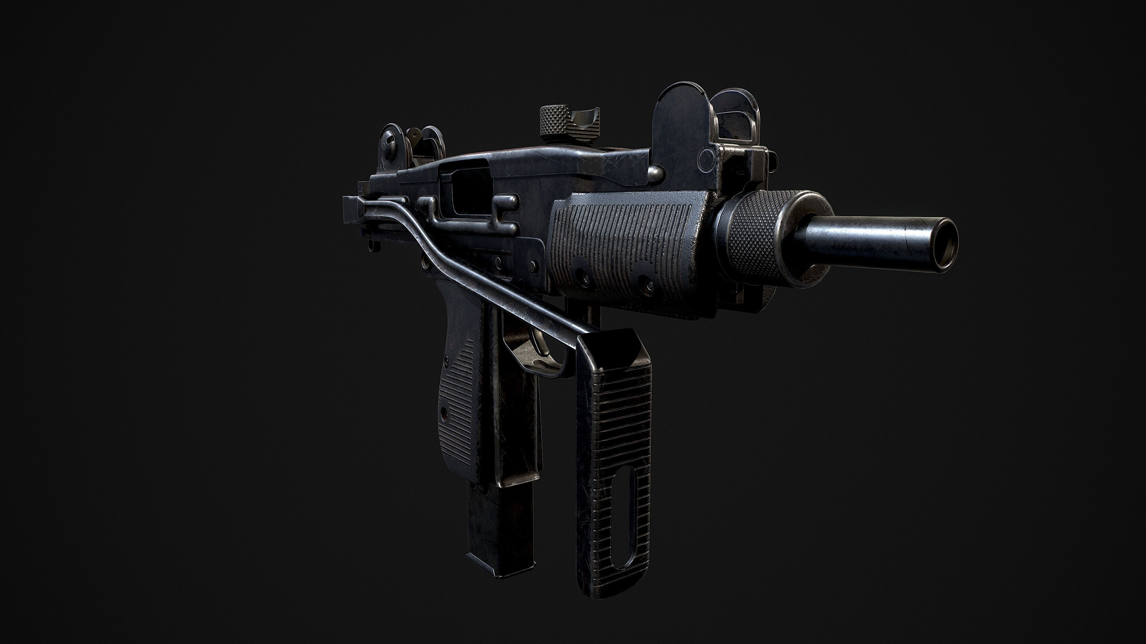 Mini UZI Low-poly 3D model_5