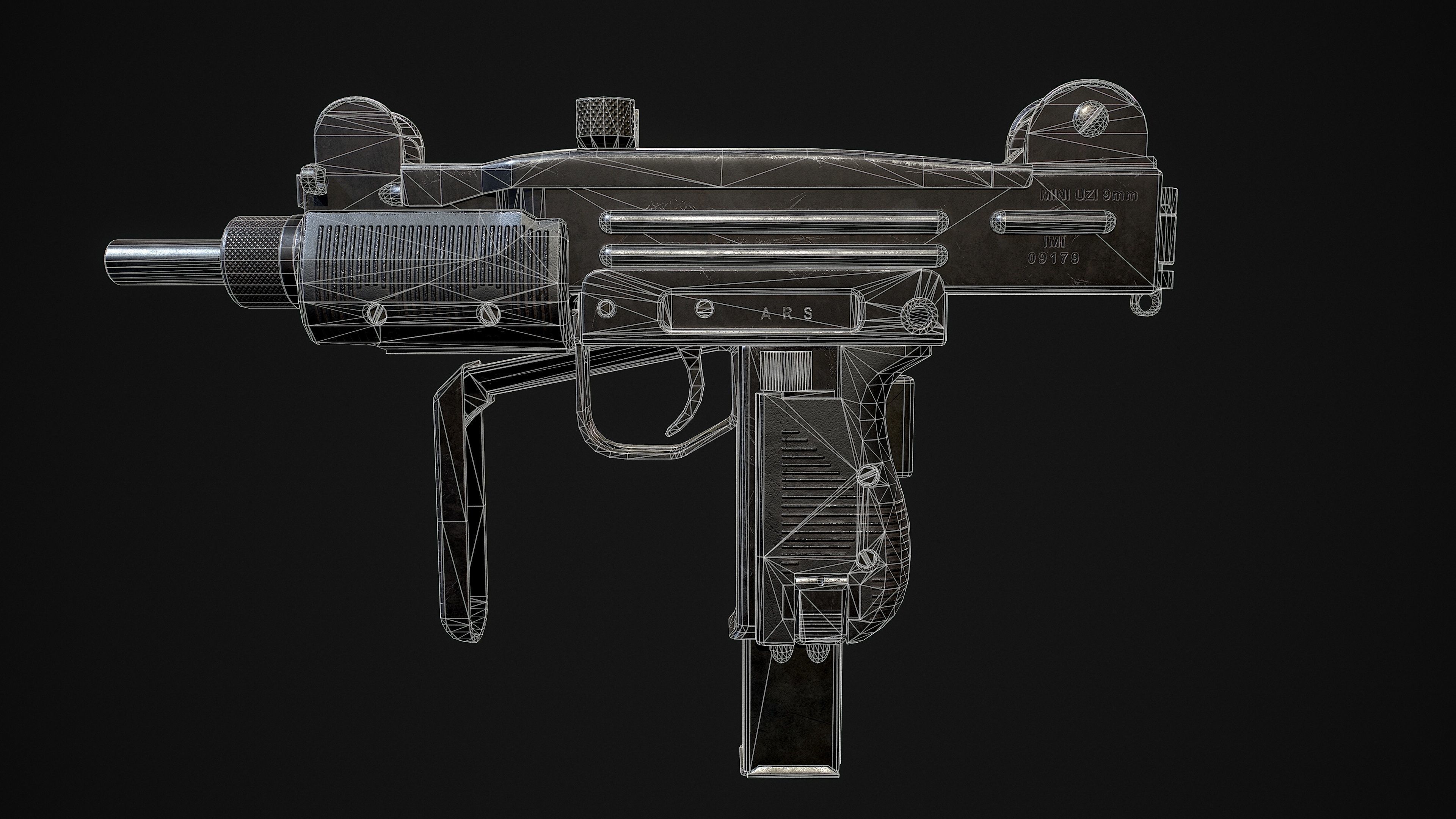 Mini UZI Low-poly 3D model_37