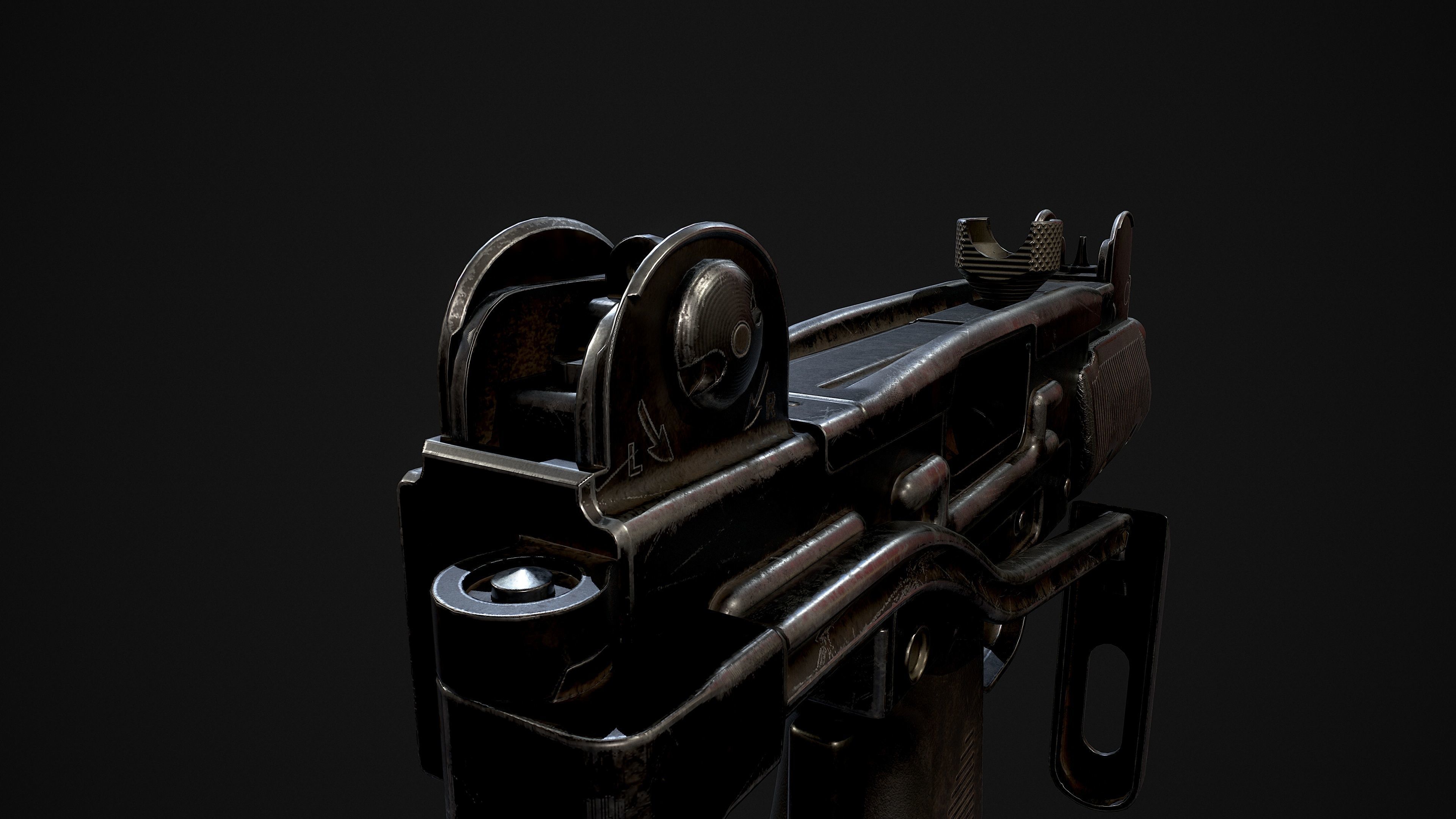 Mini UZI Low-poly 3D model_10