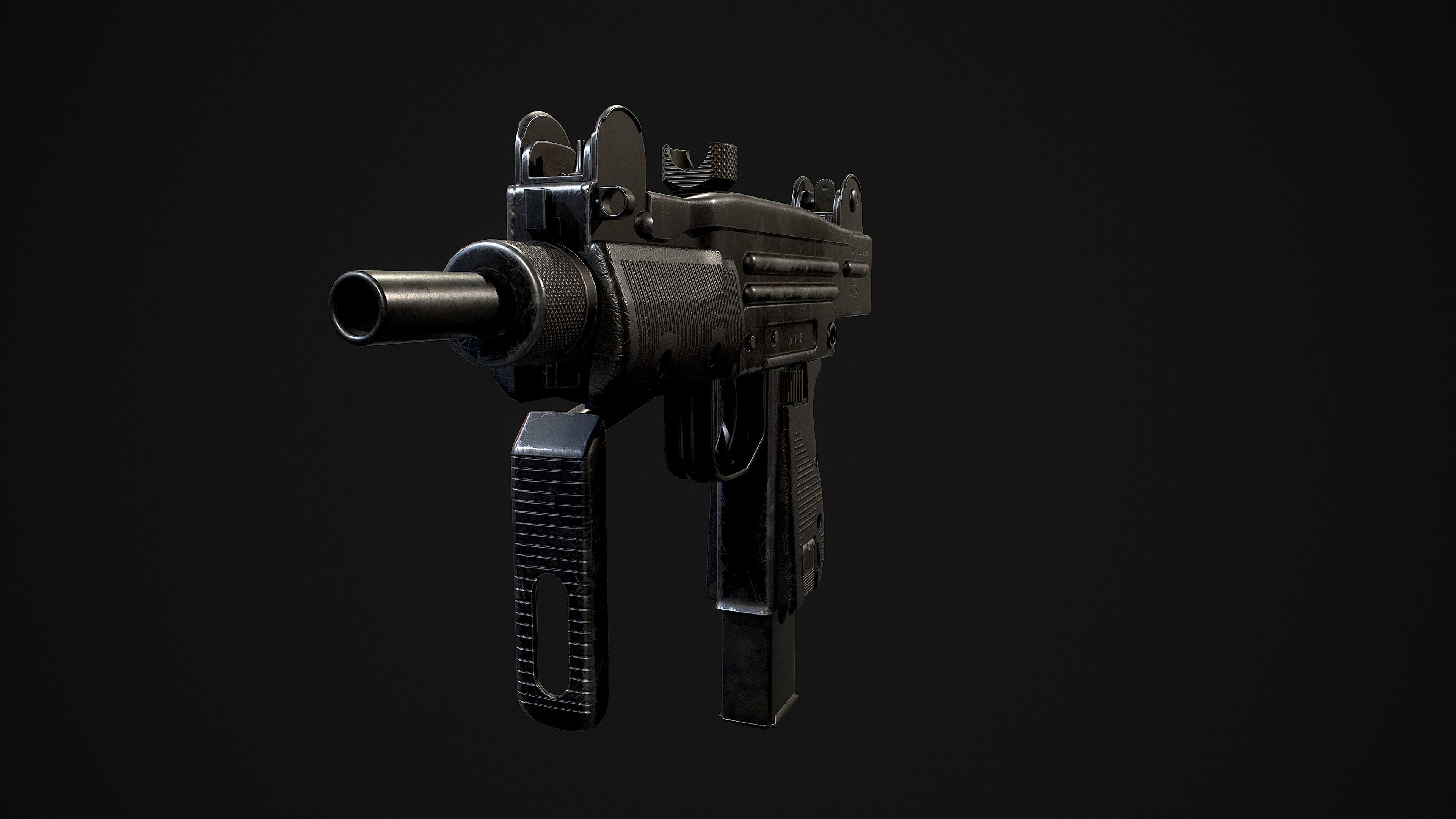 Mini UZI Low-poly 3D model_8