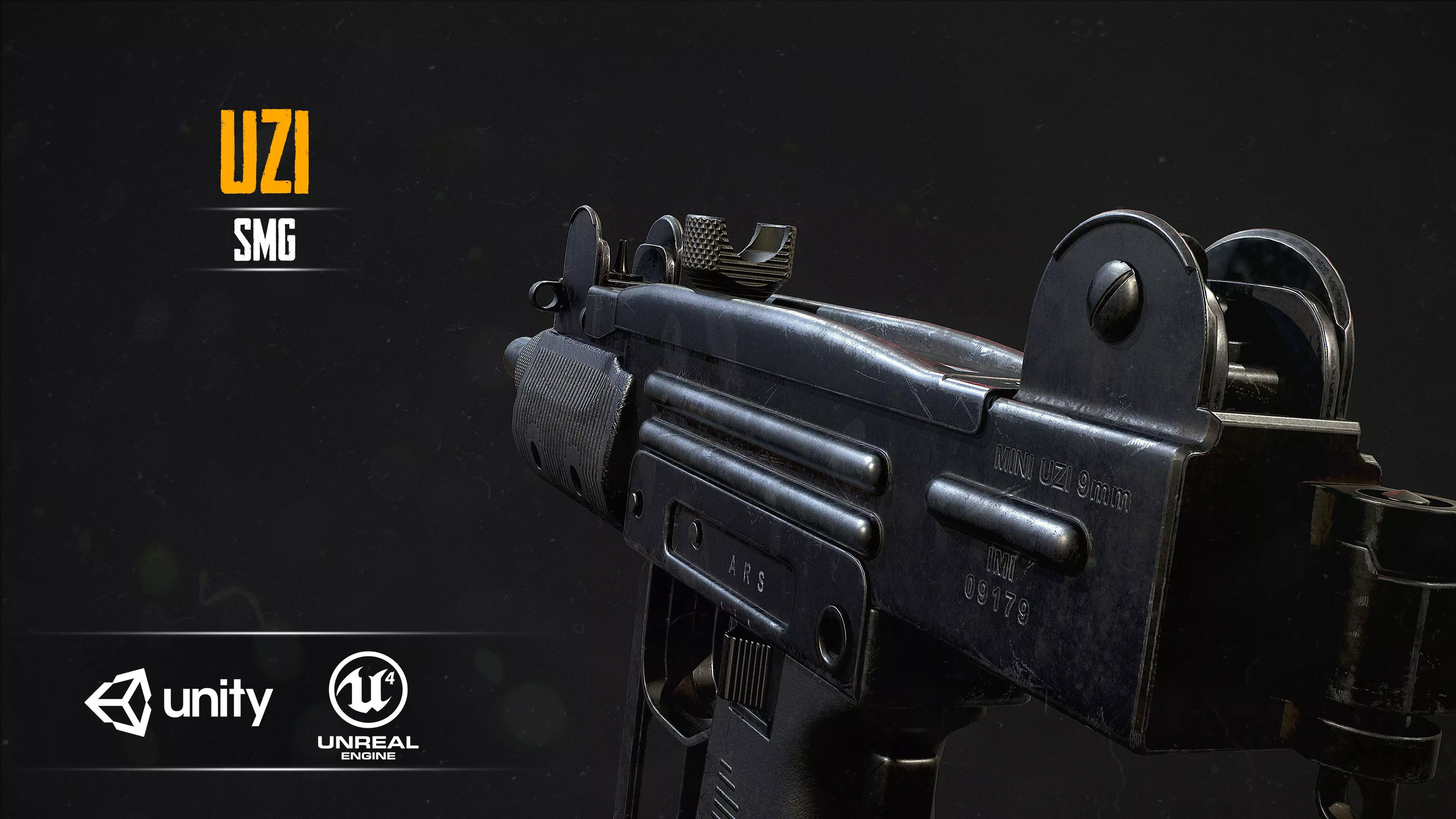 Mini UZI Low-poly 3D model_0