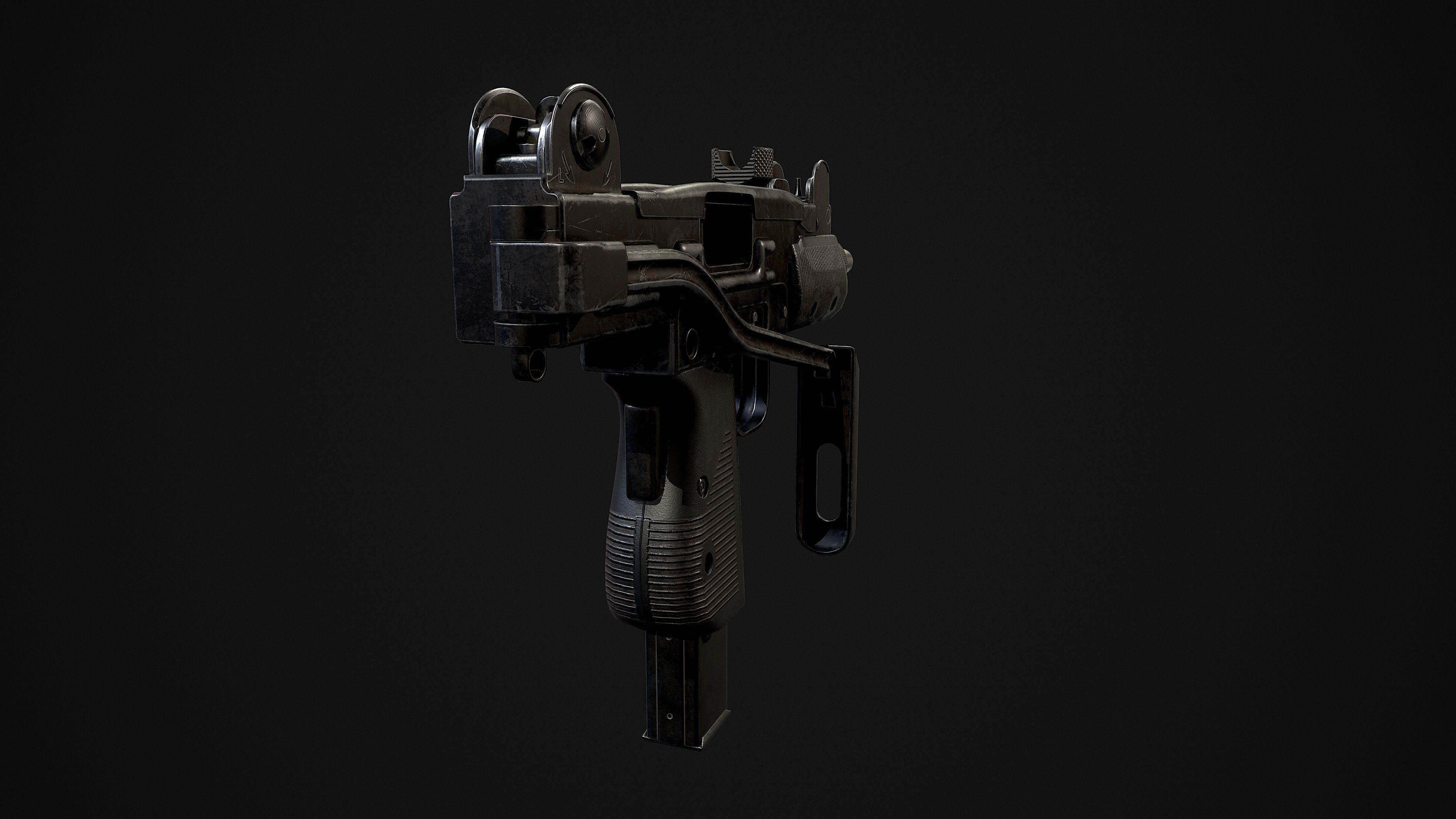 Mini UZI Low-poly 3D model_4
