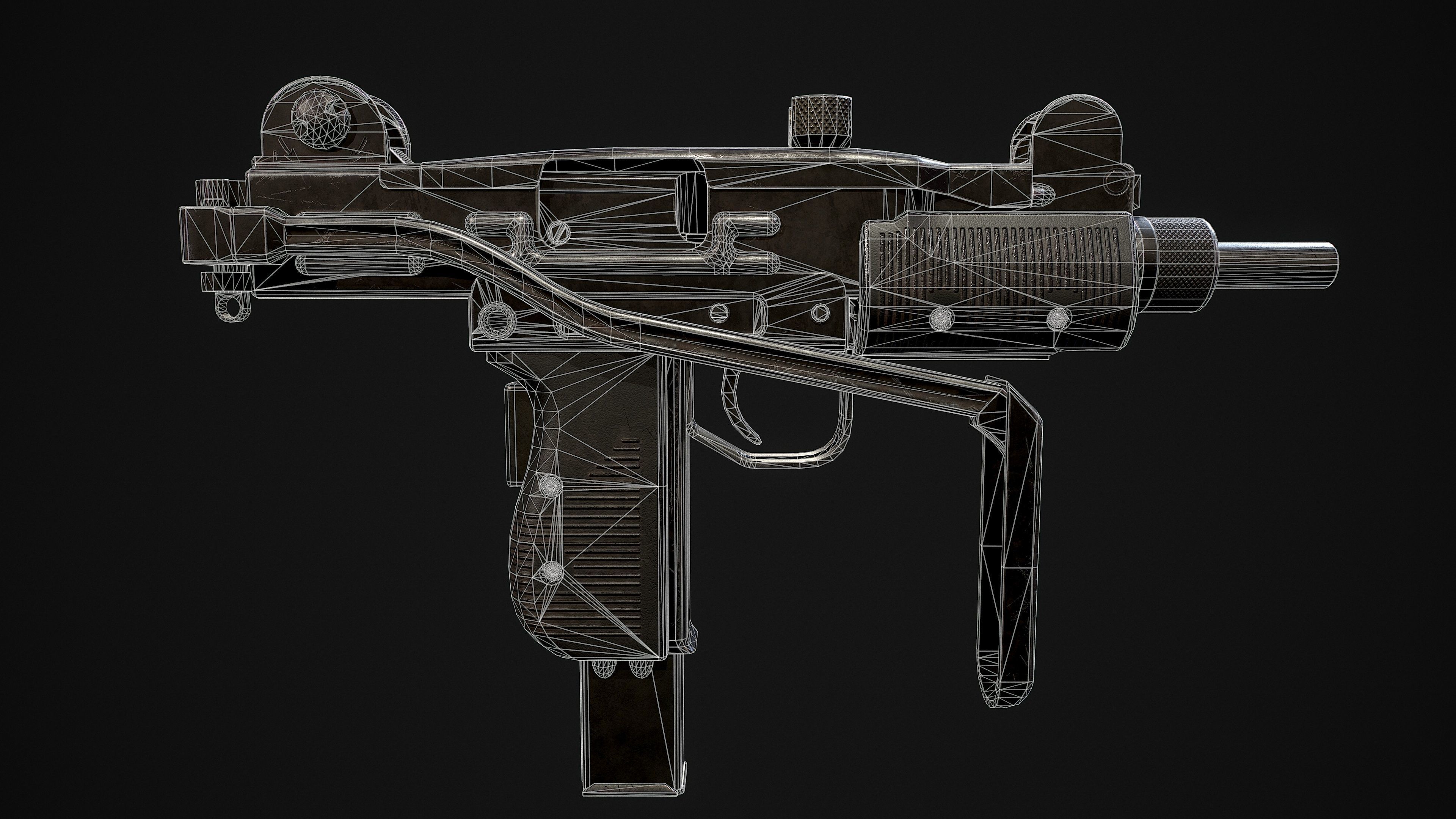 Mini UZI Low-poly 3D model_38