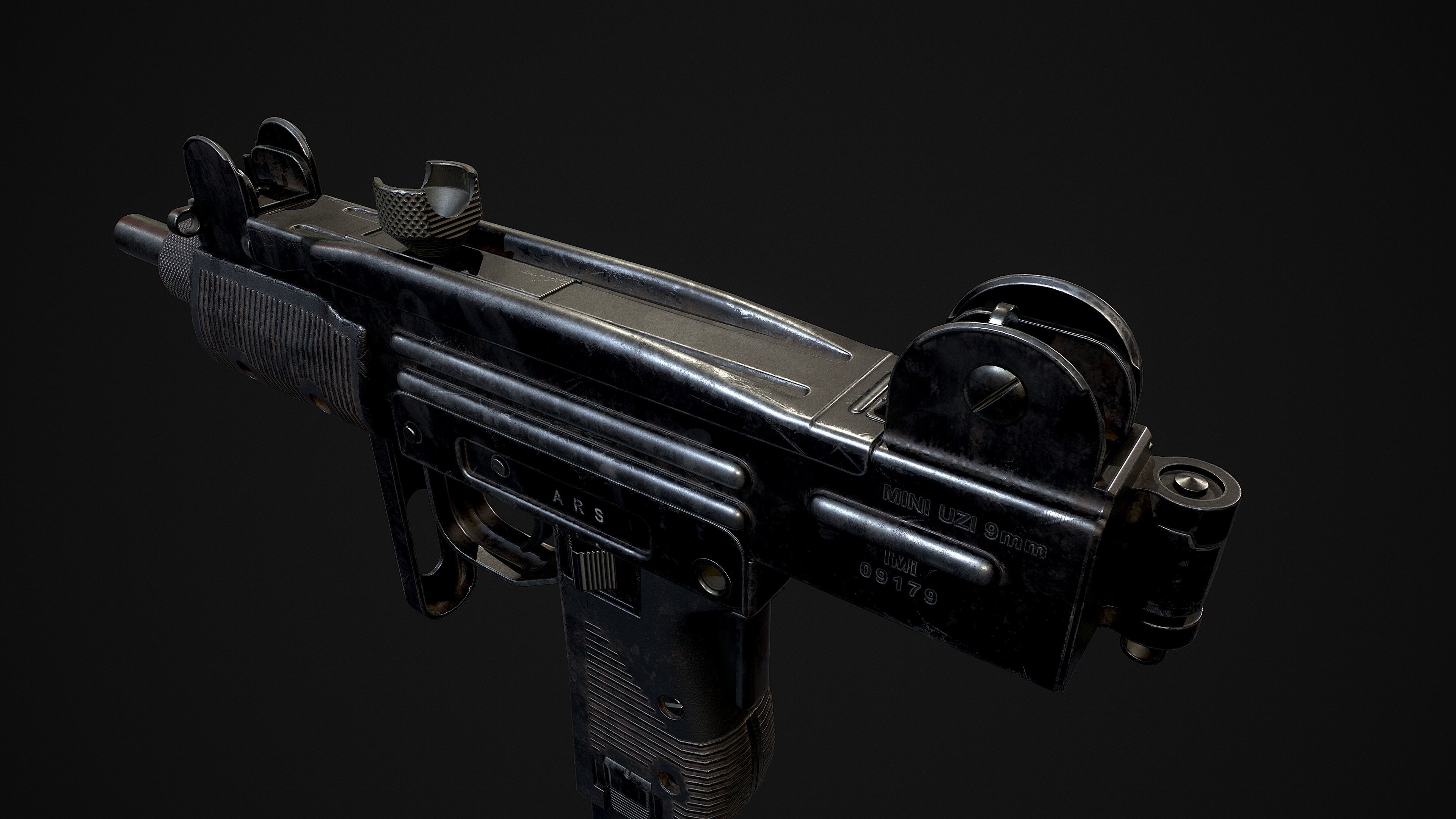 Mini UZI Low-poly 3D model_9
