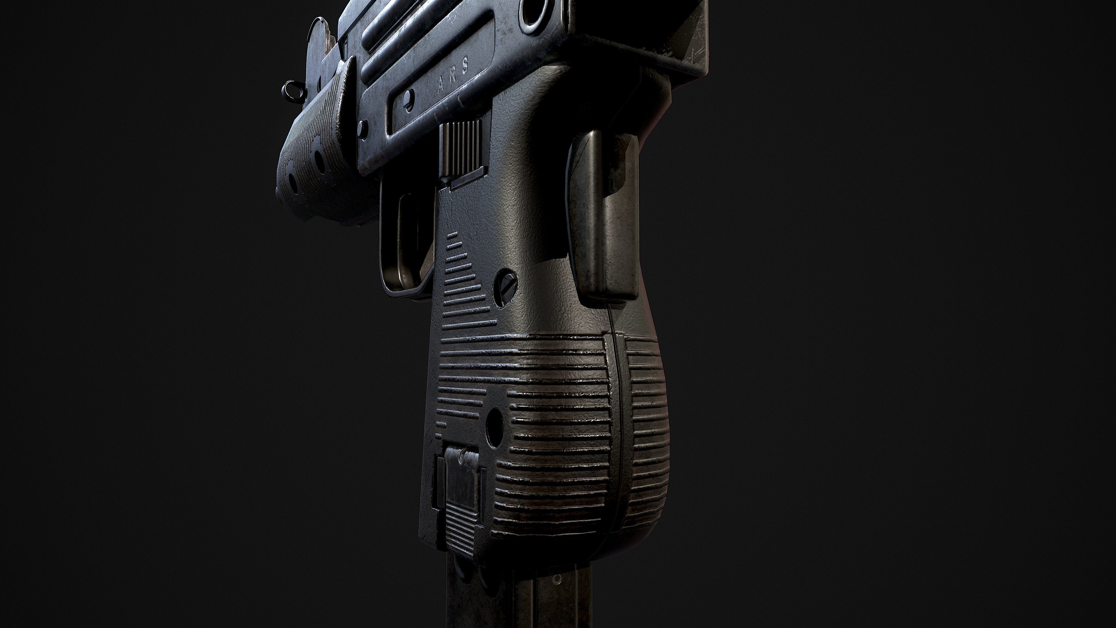Mini UZI Low-poly 3D model_15