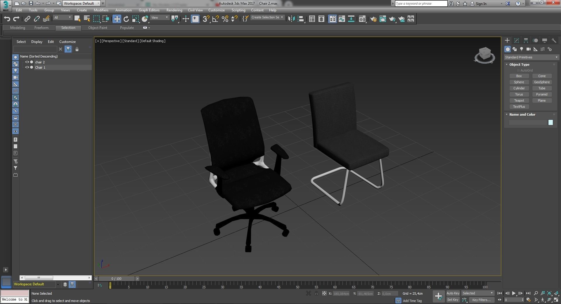 Desk Collection and two chairs Low-poly 3D model_14