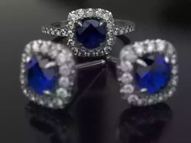 Sapphire ring and earrings