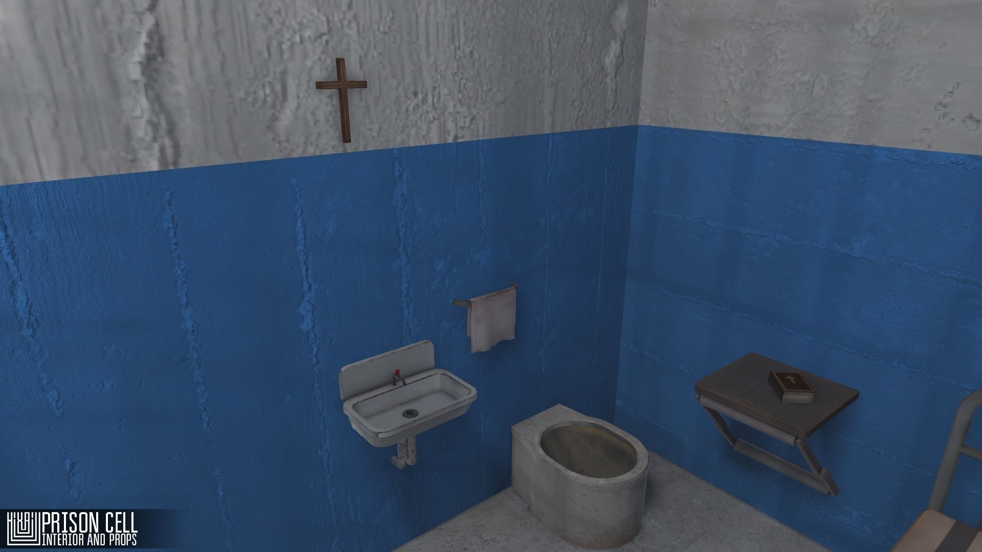Prison cell - interior and props Low-poly 3D model_7