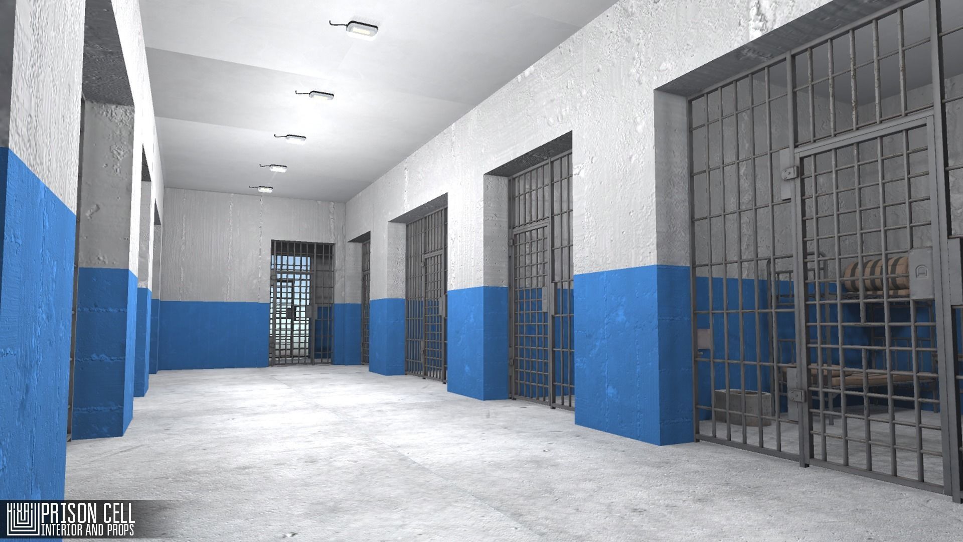 Prison cell - interior and props Low-poly 3D model_3
