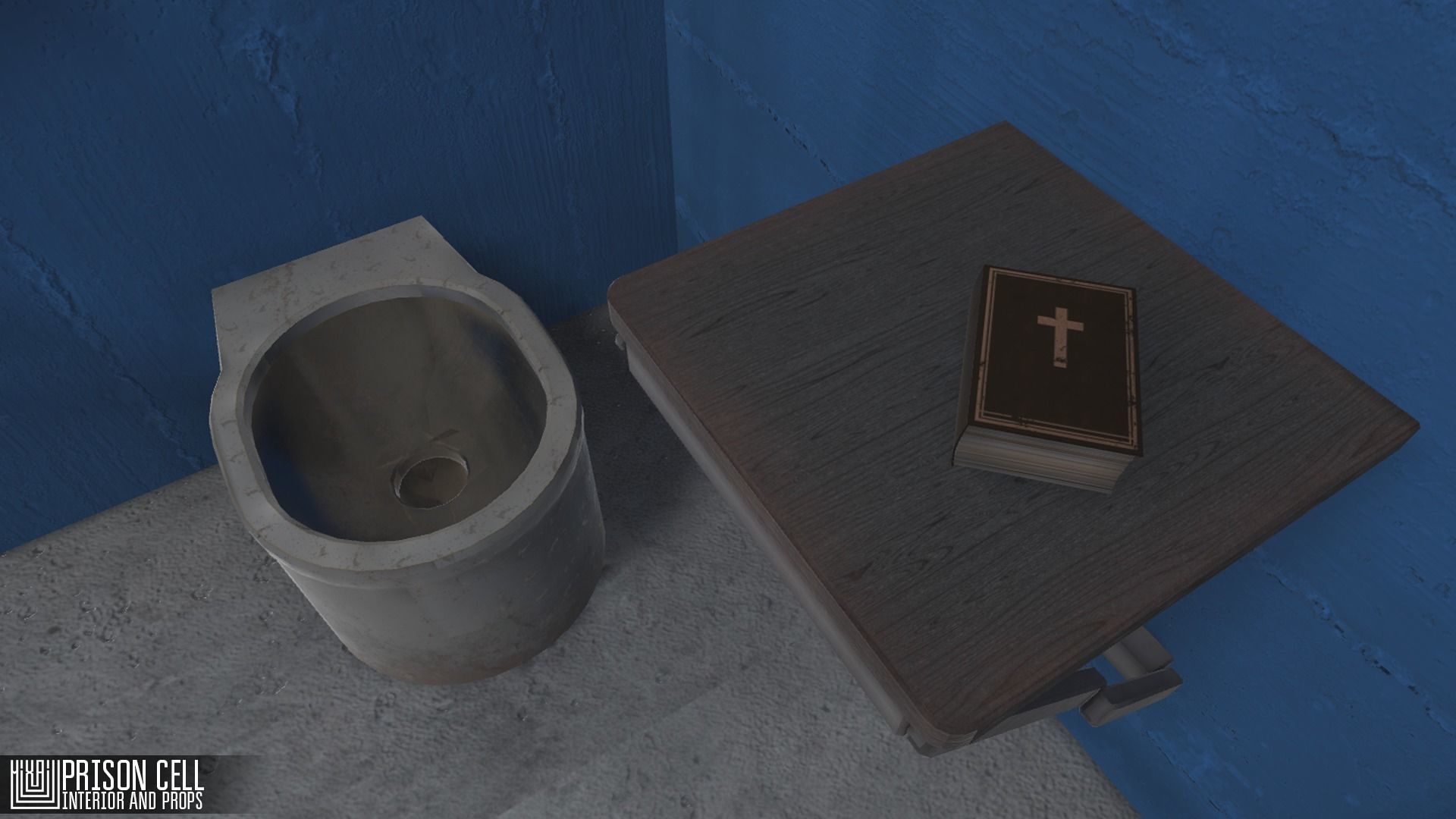 Prison cell - interior and props Low-poly 3D model_6