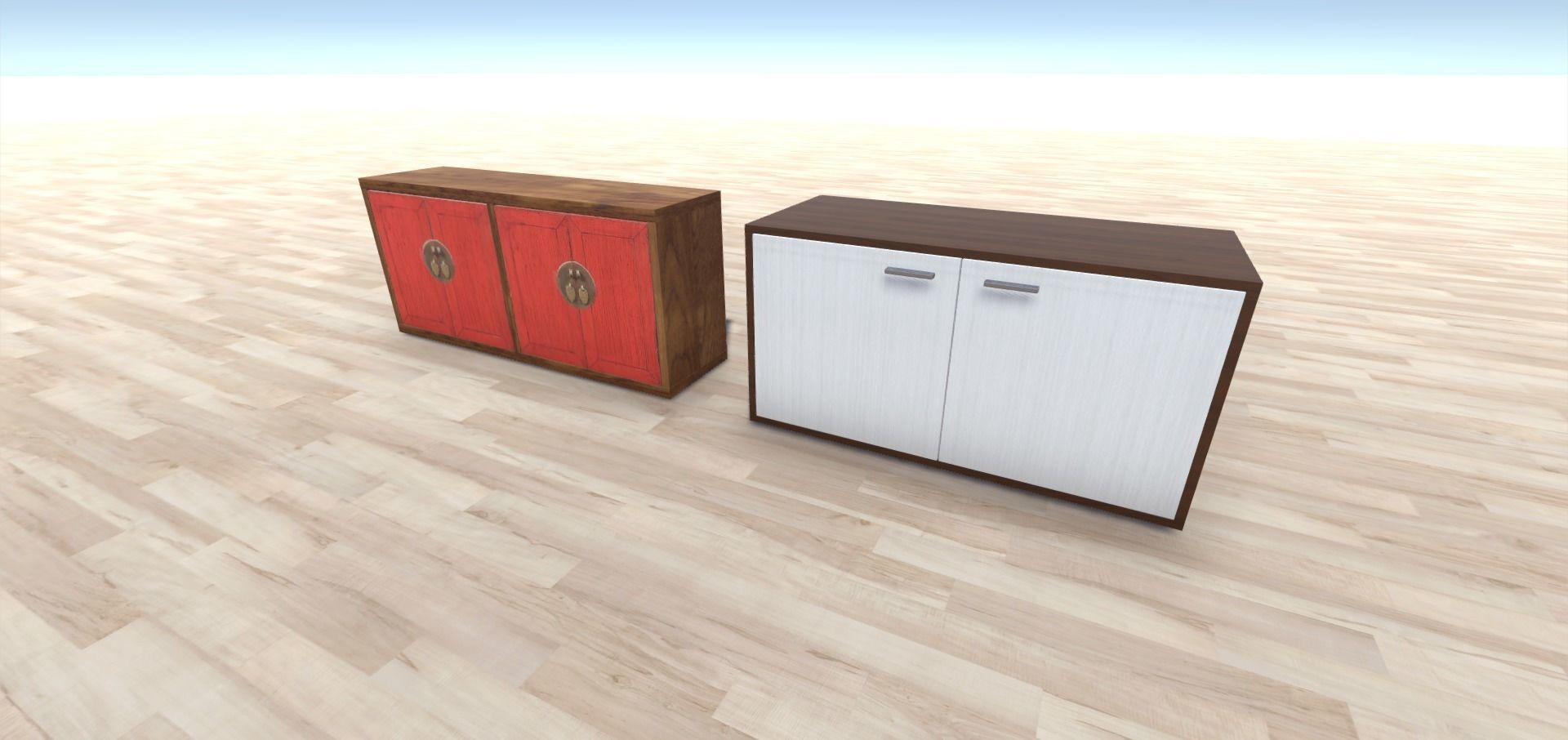 Cabinets Collection dresser and chest of drawers Low-poly 3D model_13