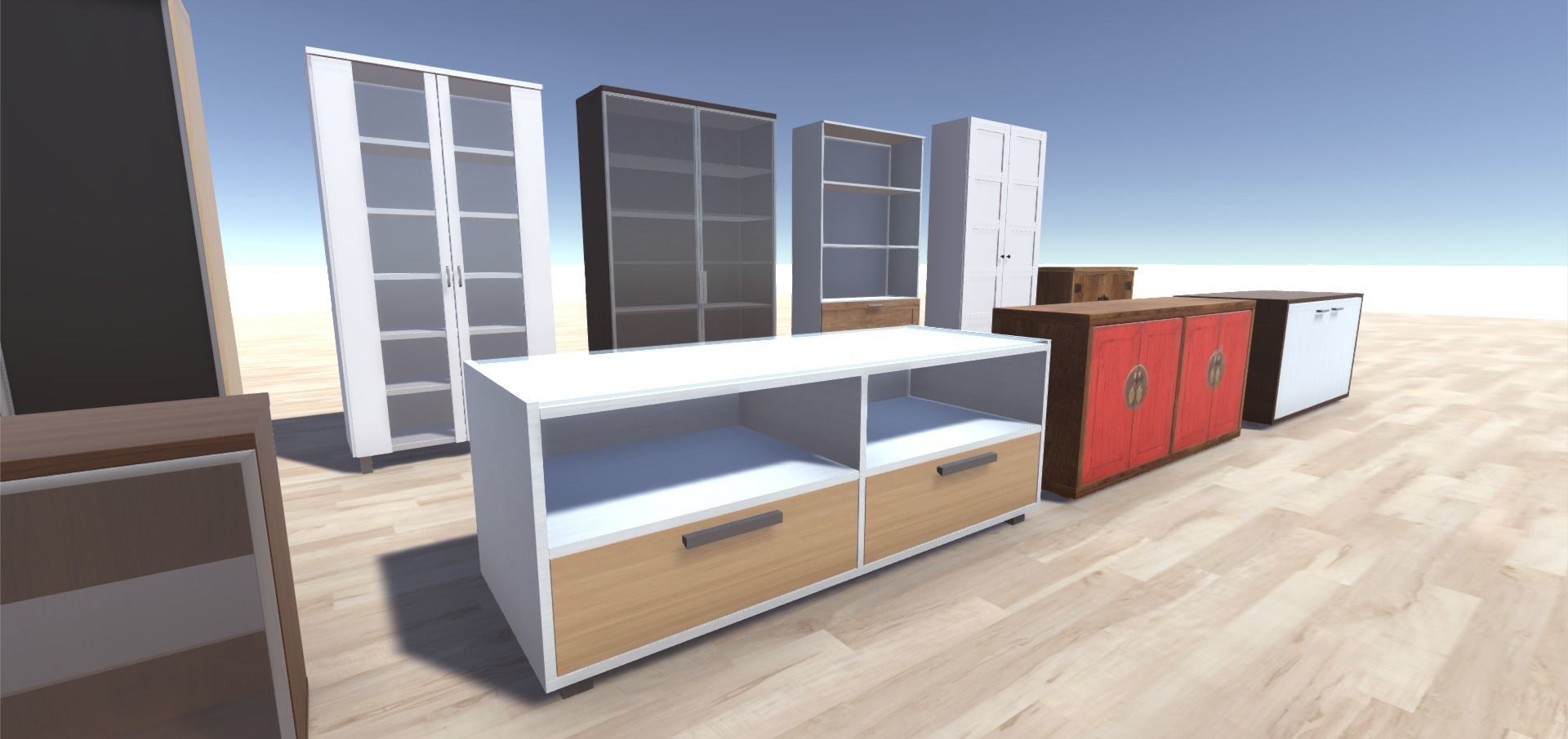 Cabinets Collection dresser and chest of drawers Low-poly 3D model_2