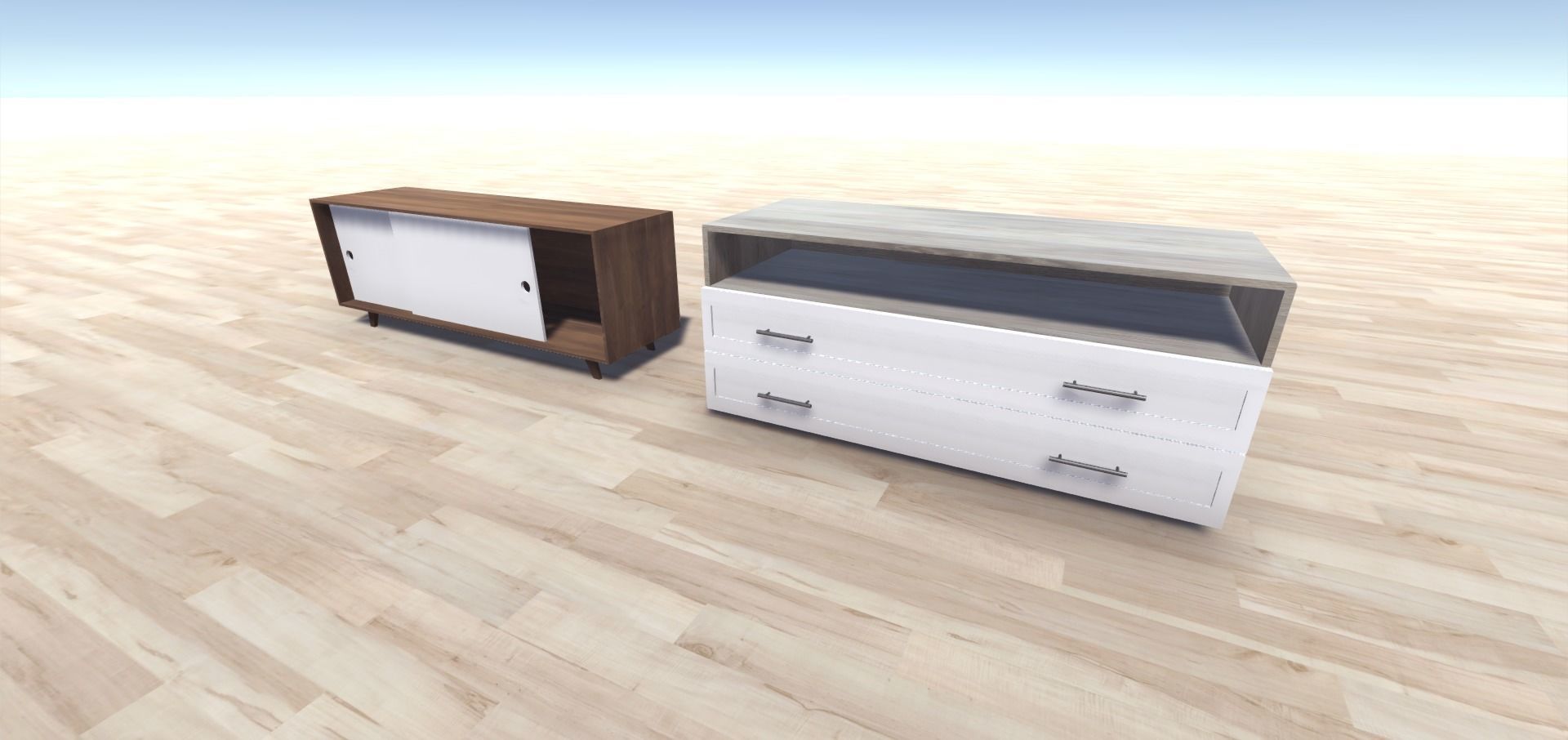 Cabinets Collection dresser and chest of drawers Low-poly 3D model_12