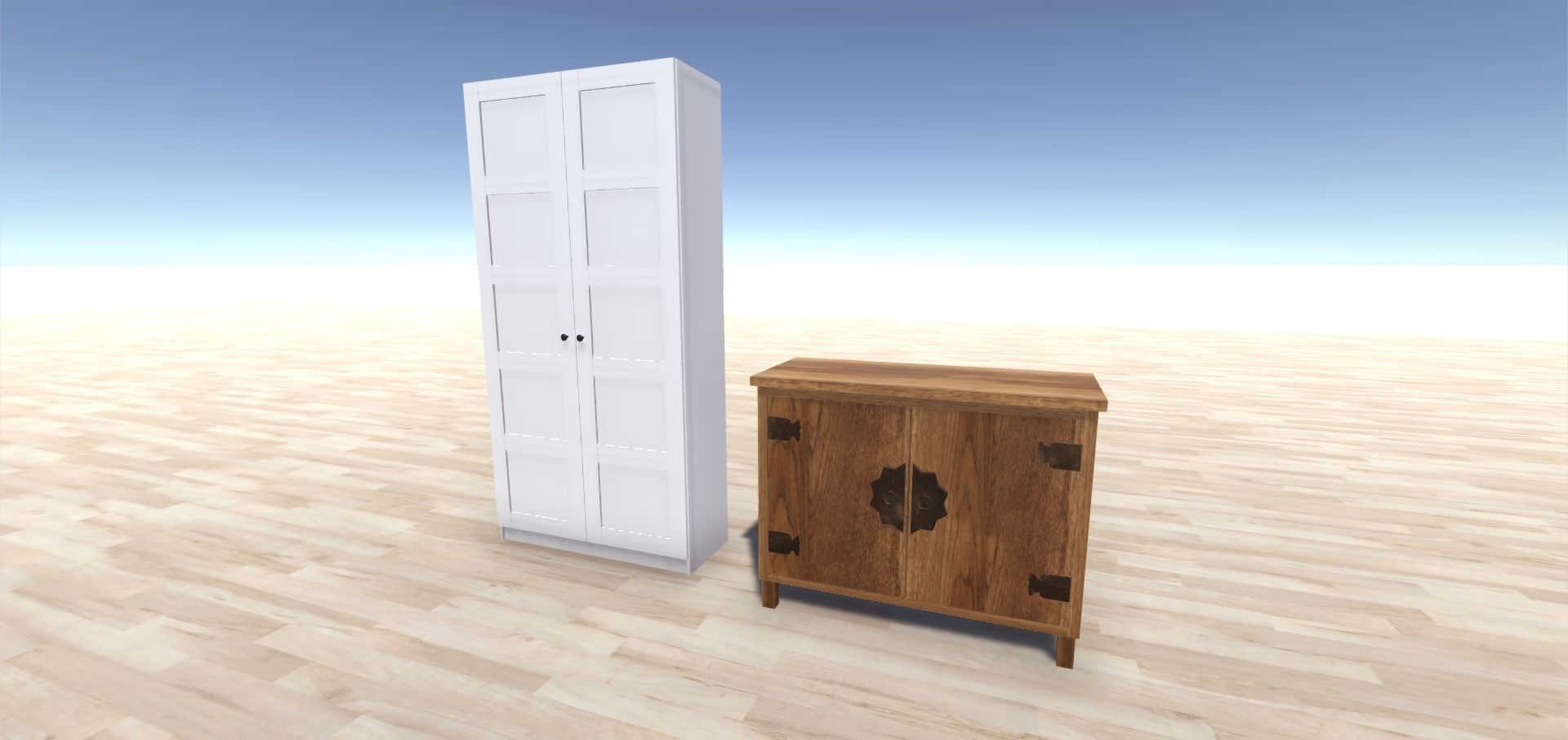 Cabinets Collection dresser and chest of drawers Low-poly 3D model_15