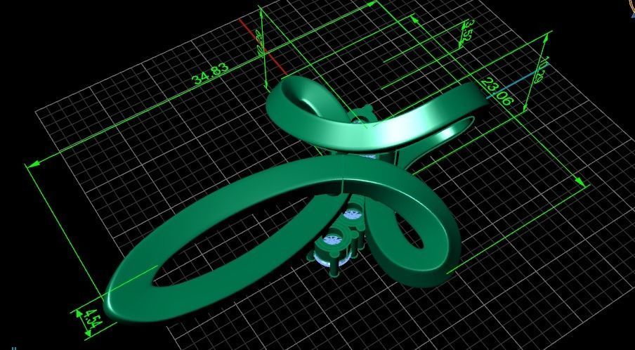 cross 5 stone pendant 3D print model_6