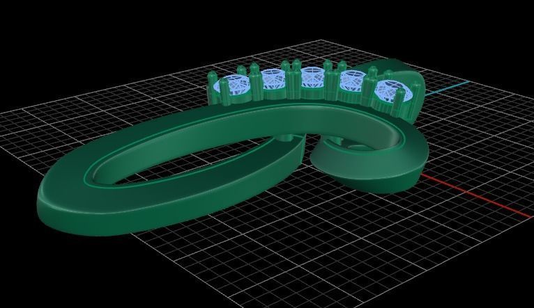 cross 5 stone pendant 3D print model_7