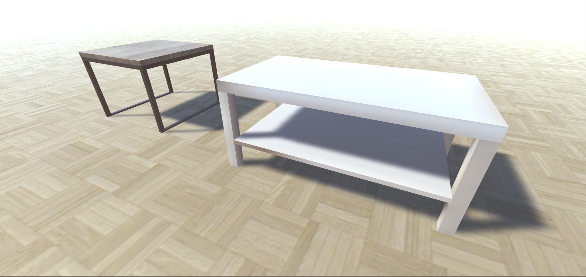 Tables Collection table and two chairs Low-poly 3D model_6