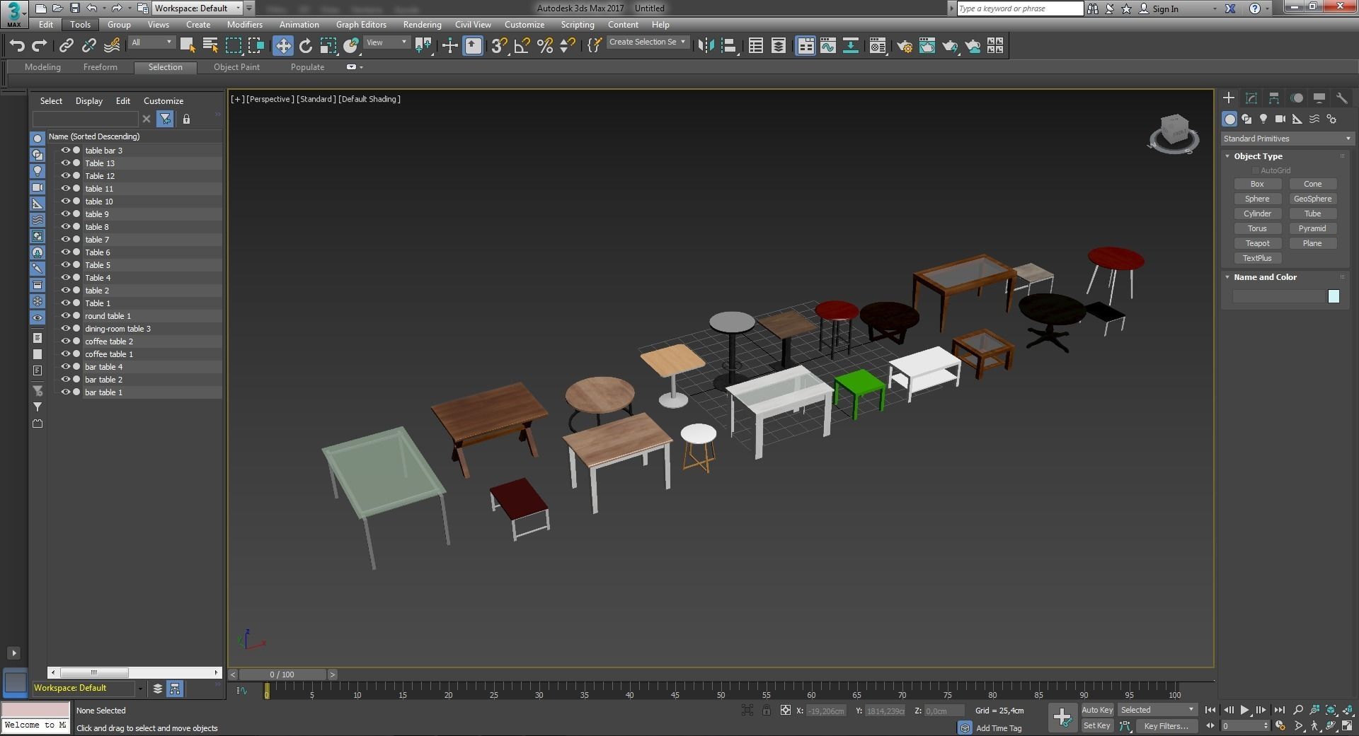 Tables Collection table and two chairs Low-poly 3D model_14