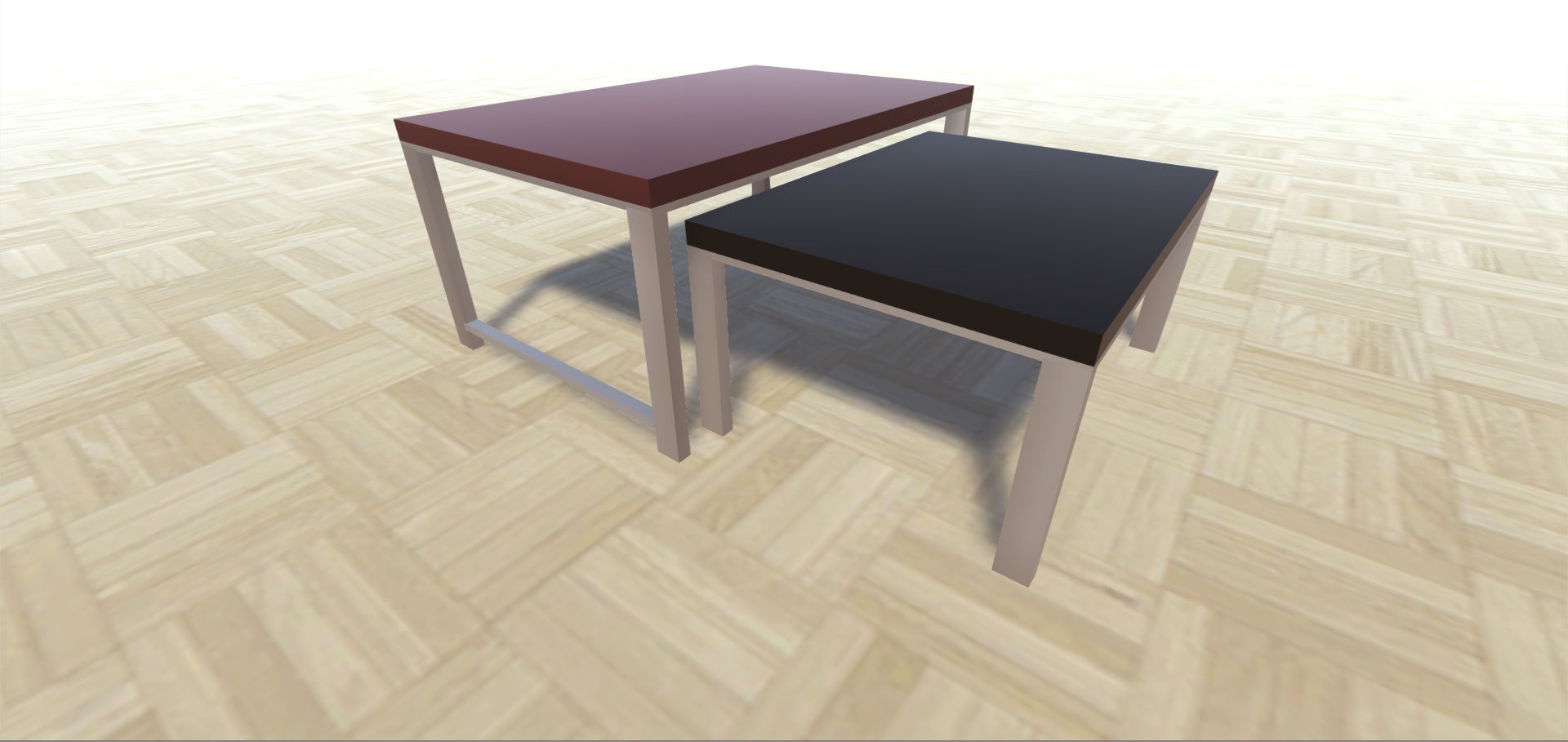 Tables Collection table and two chairs Low-poly 3D model_5