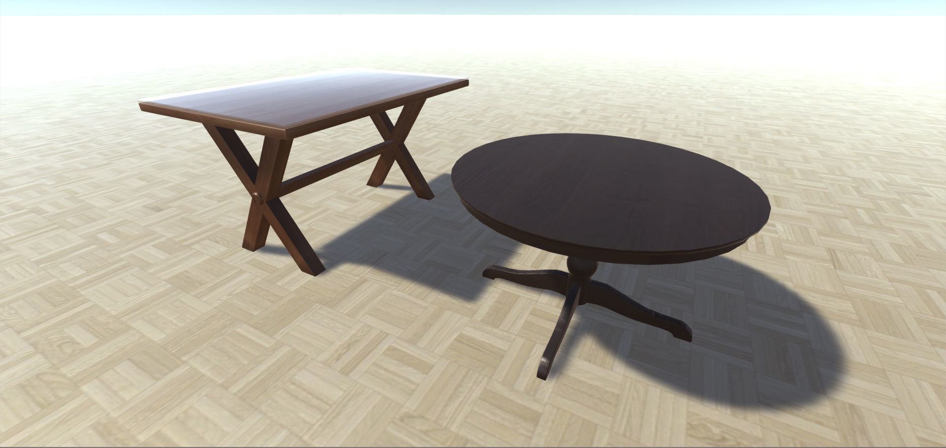 Tables Collection table and two chairs Low-poly 3D model_4