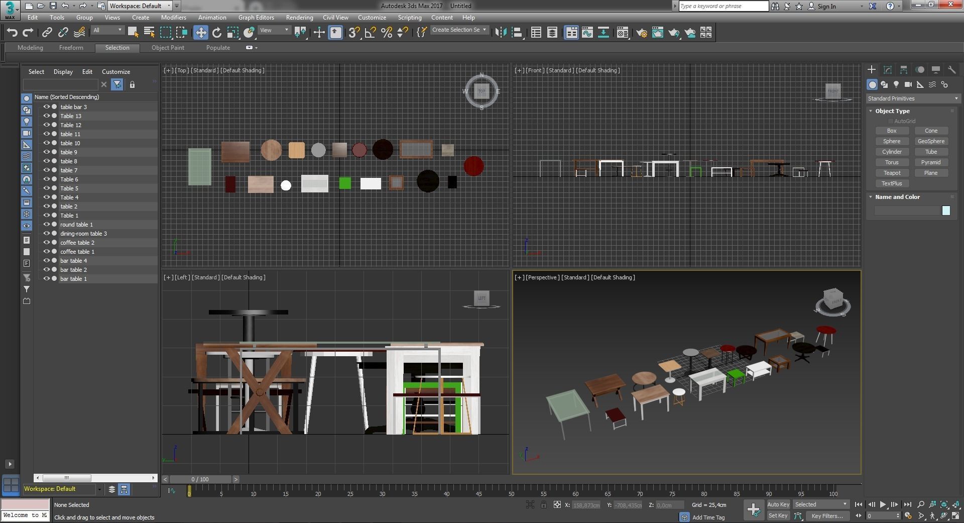 Tables Collection table and two chairs Low-poly 3D model_13