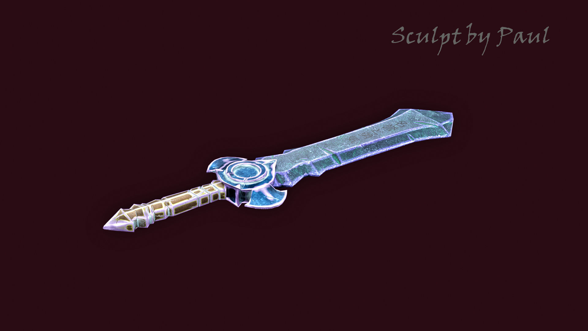 Stylized Sword low poly Low-poly 3D model_1