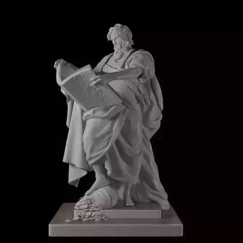 Sculpture statue of man holding book 3D print model