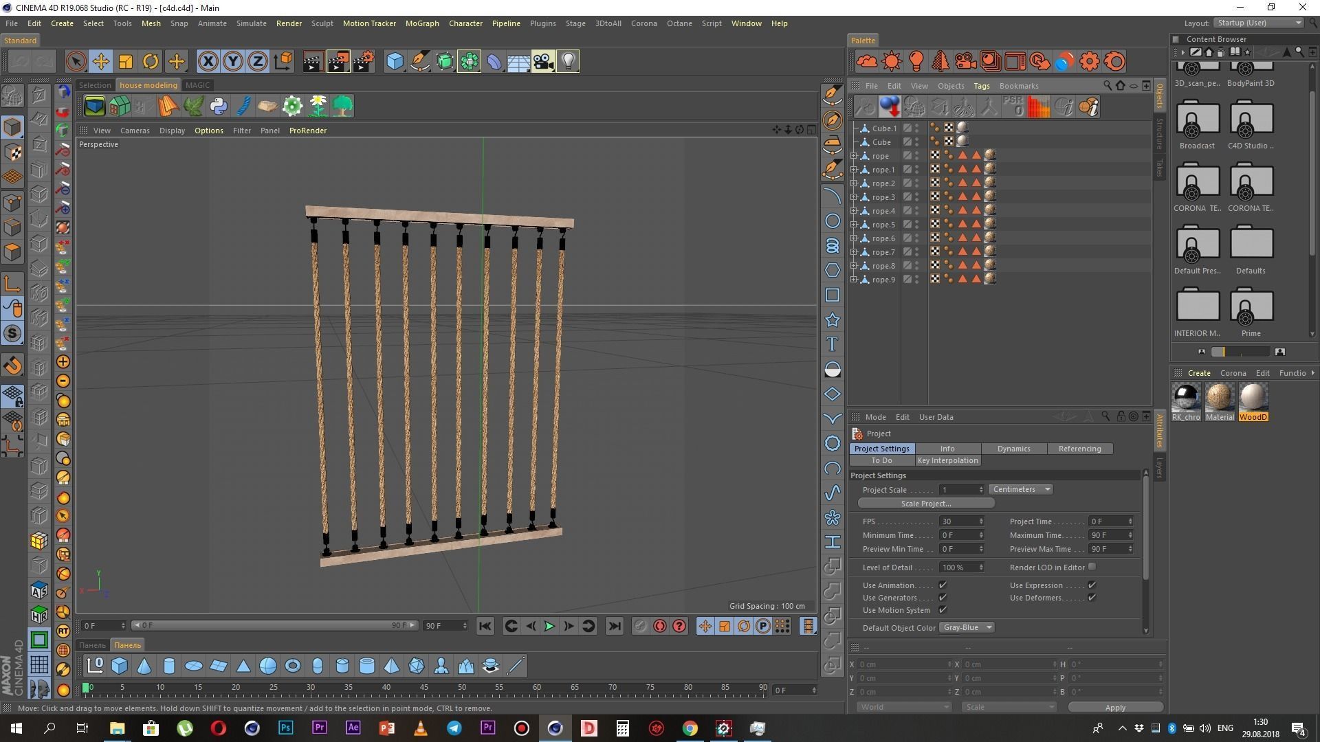 Wall rope decor 3D model_3