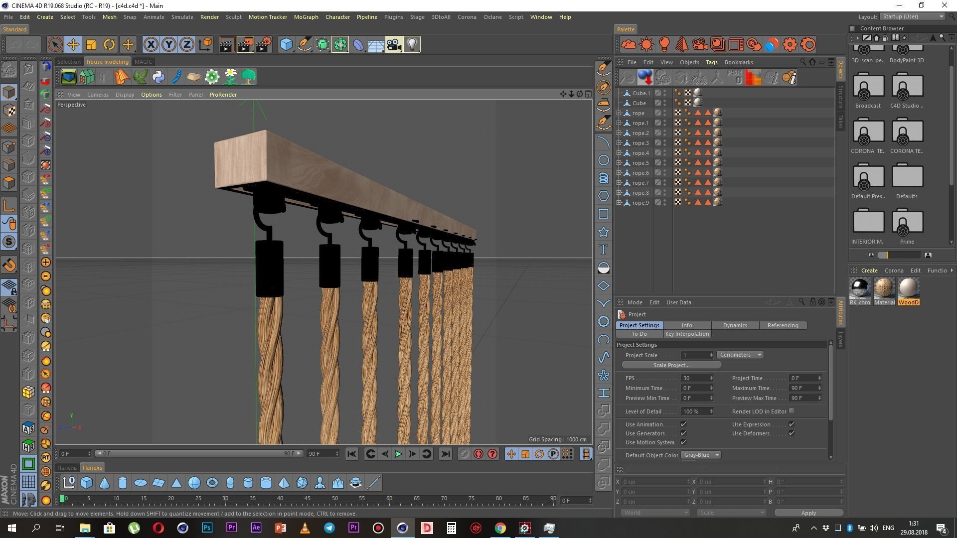 Wall rope decor 3D model_4