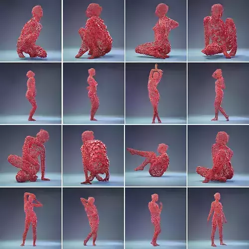 16 Abstract Cubist Female Statues 3D Model Collection