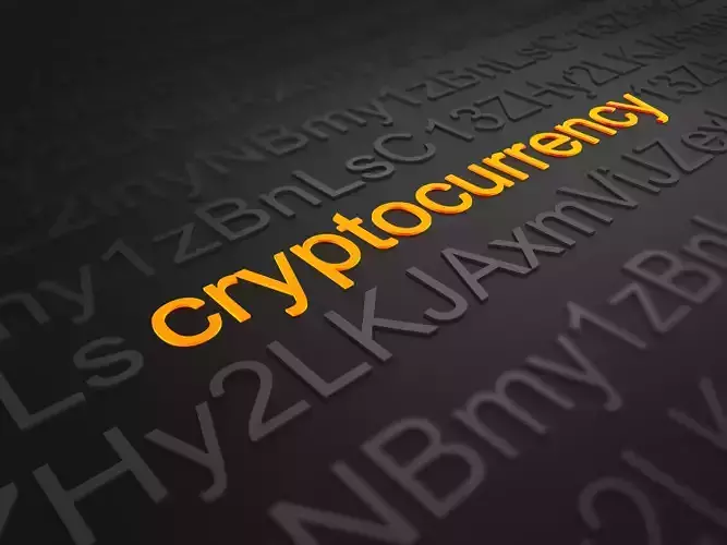 Cryptocurrency word 3D model