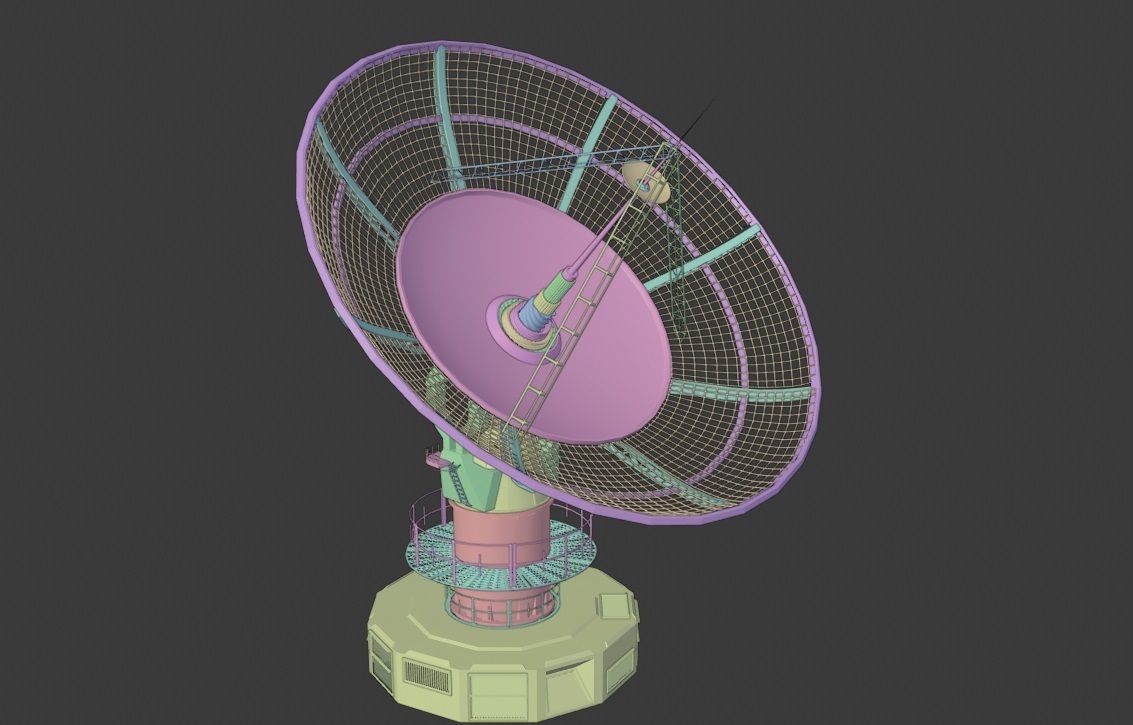 radio satelitte dish Low-poly 3D model_3