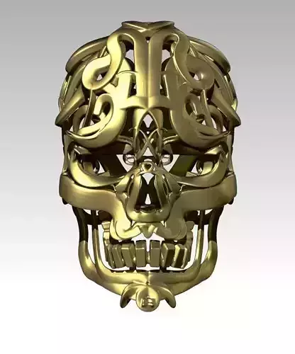 Carving Pattern Man Head Skull Wareframe  Pendant Jewel