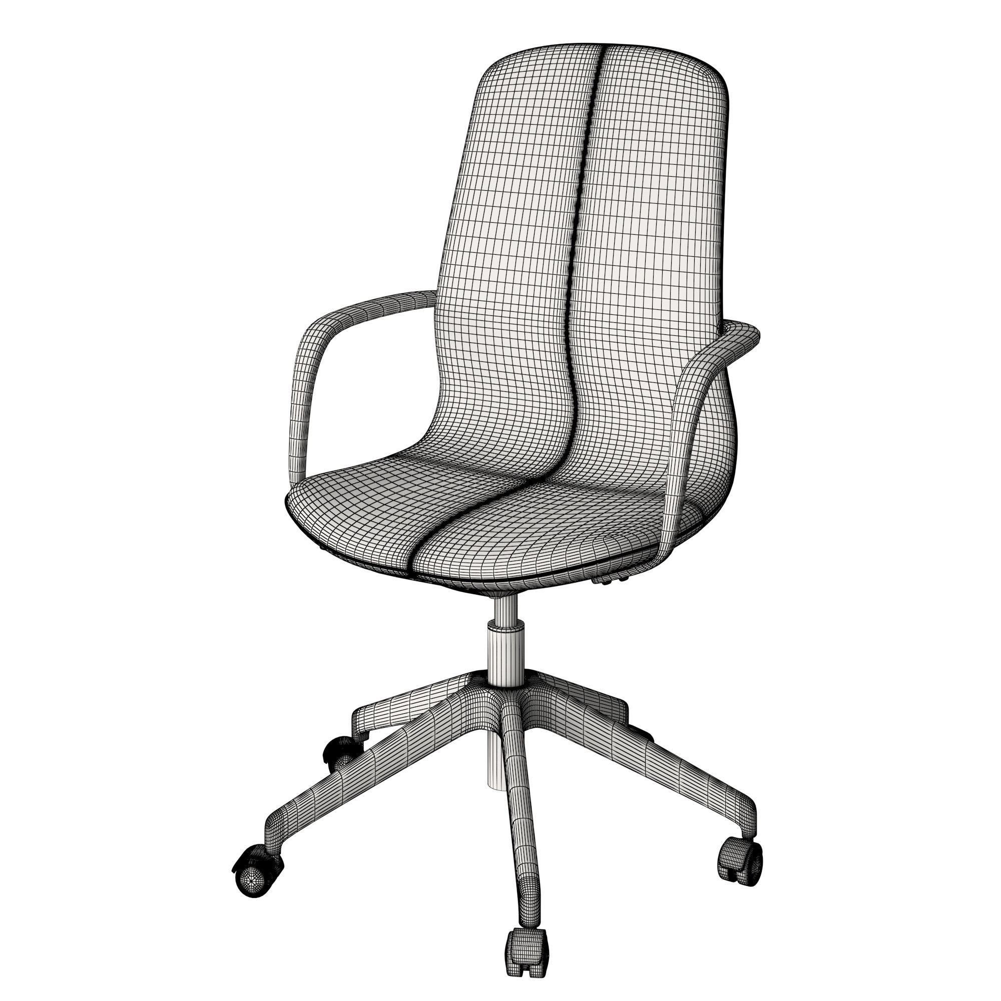 LANGFJALL office chair with upholstered seat and castor wheels 3D model_7