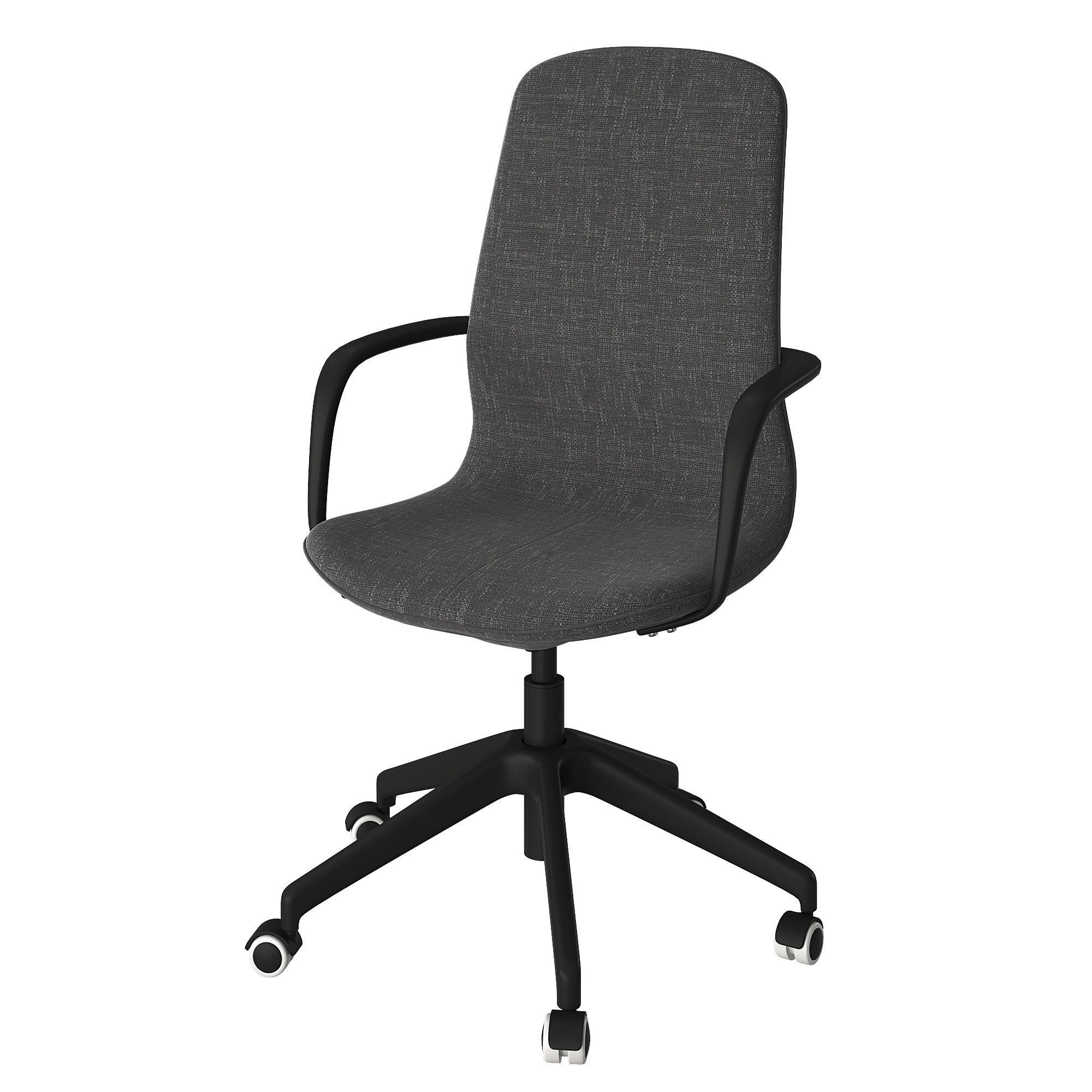 LANGFJALL office chair with upholstered seat and castor wheels 3D model_4