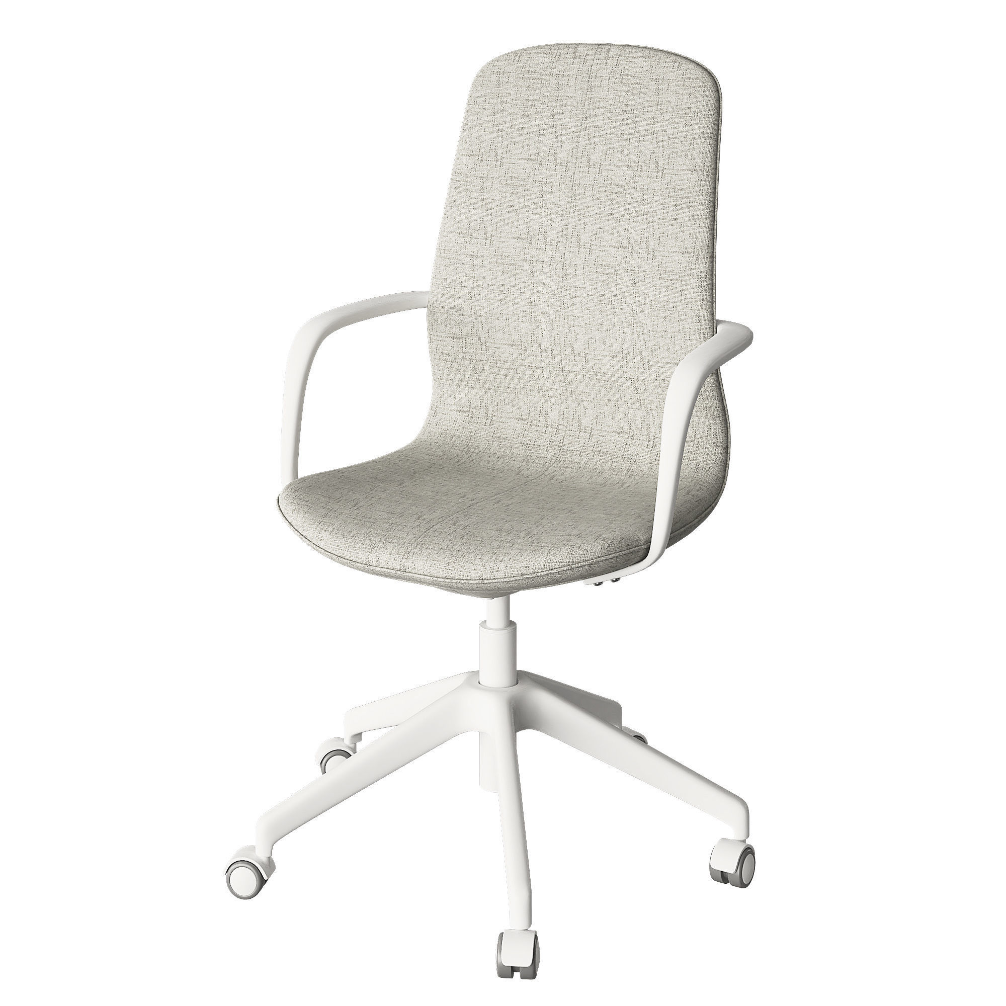 LANGFJALL office chair with upholstered seat and castor wheels 3D model_5