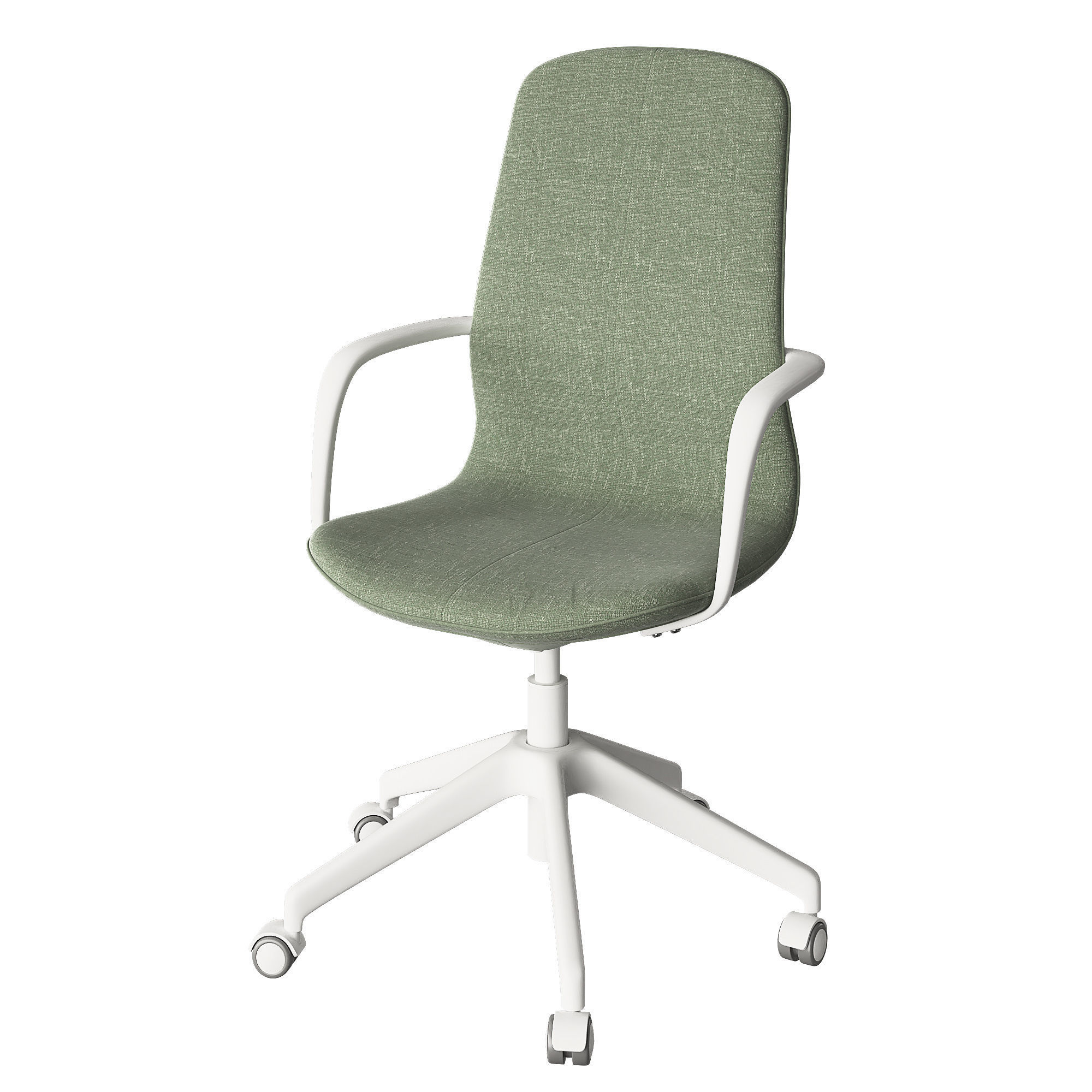 LANGFJALL office chair with upholstered seat and castor wheels 3D model_3