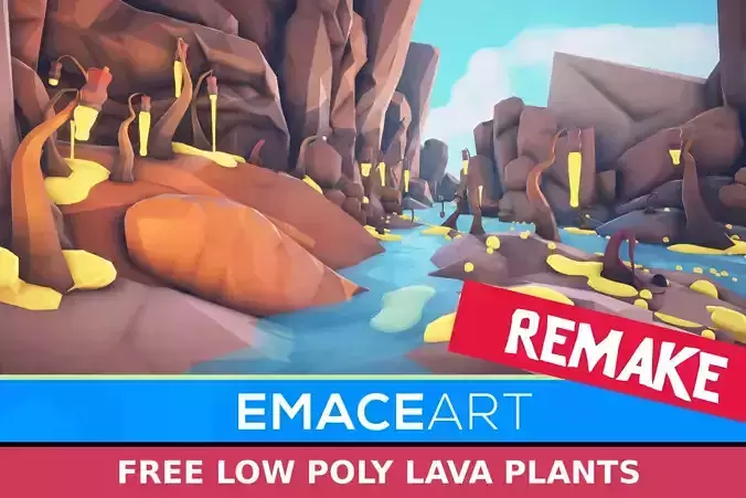 Free low poly lava Plants 