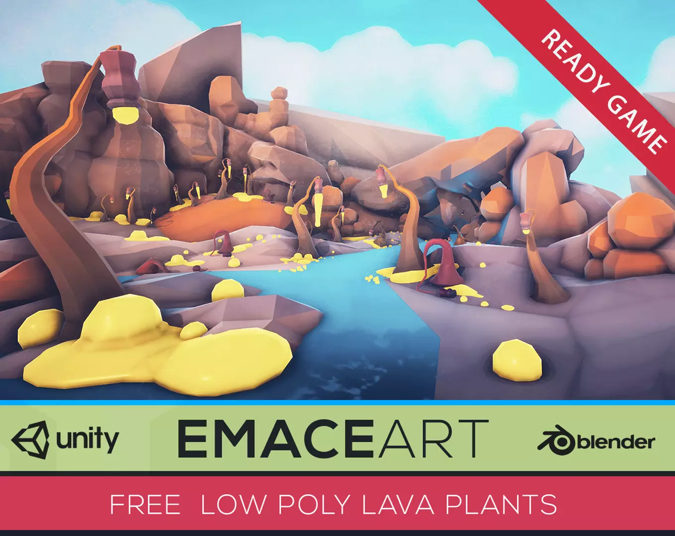 Free low poly lava Plants Free low-poly 3D model_0