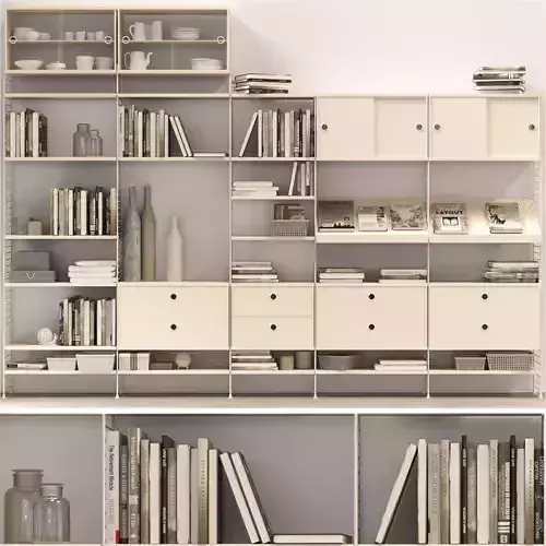 Cupboard bookcase with shelves and drawers