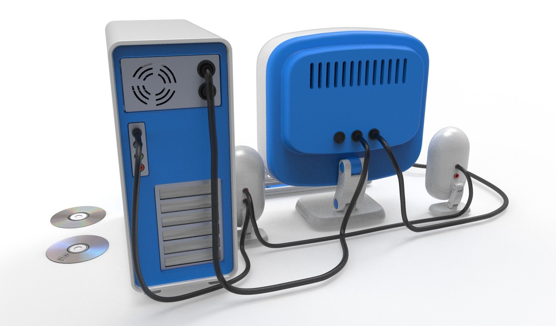 pc set Cartoon Computer  3D model_3