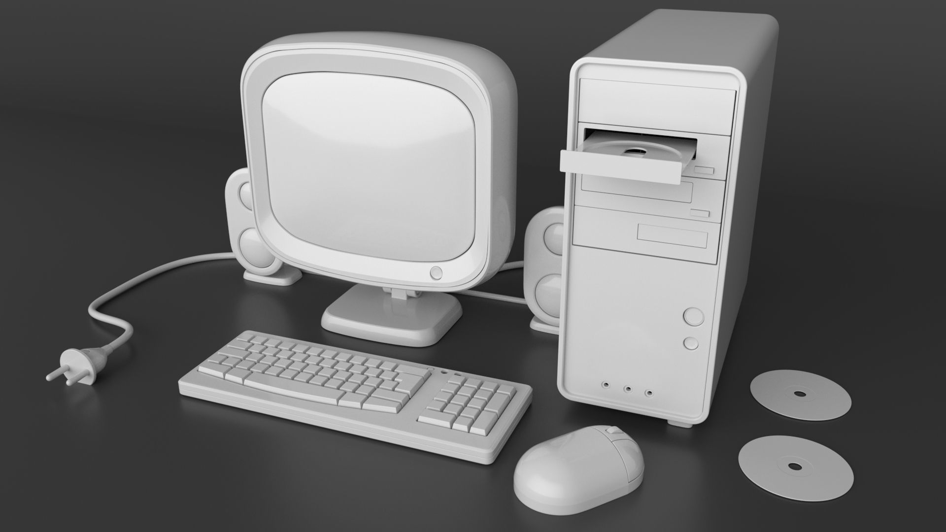 pc set Cartoon Computer  3D model_5