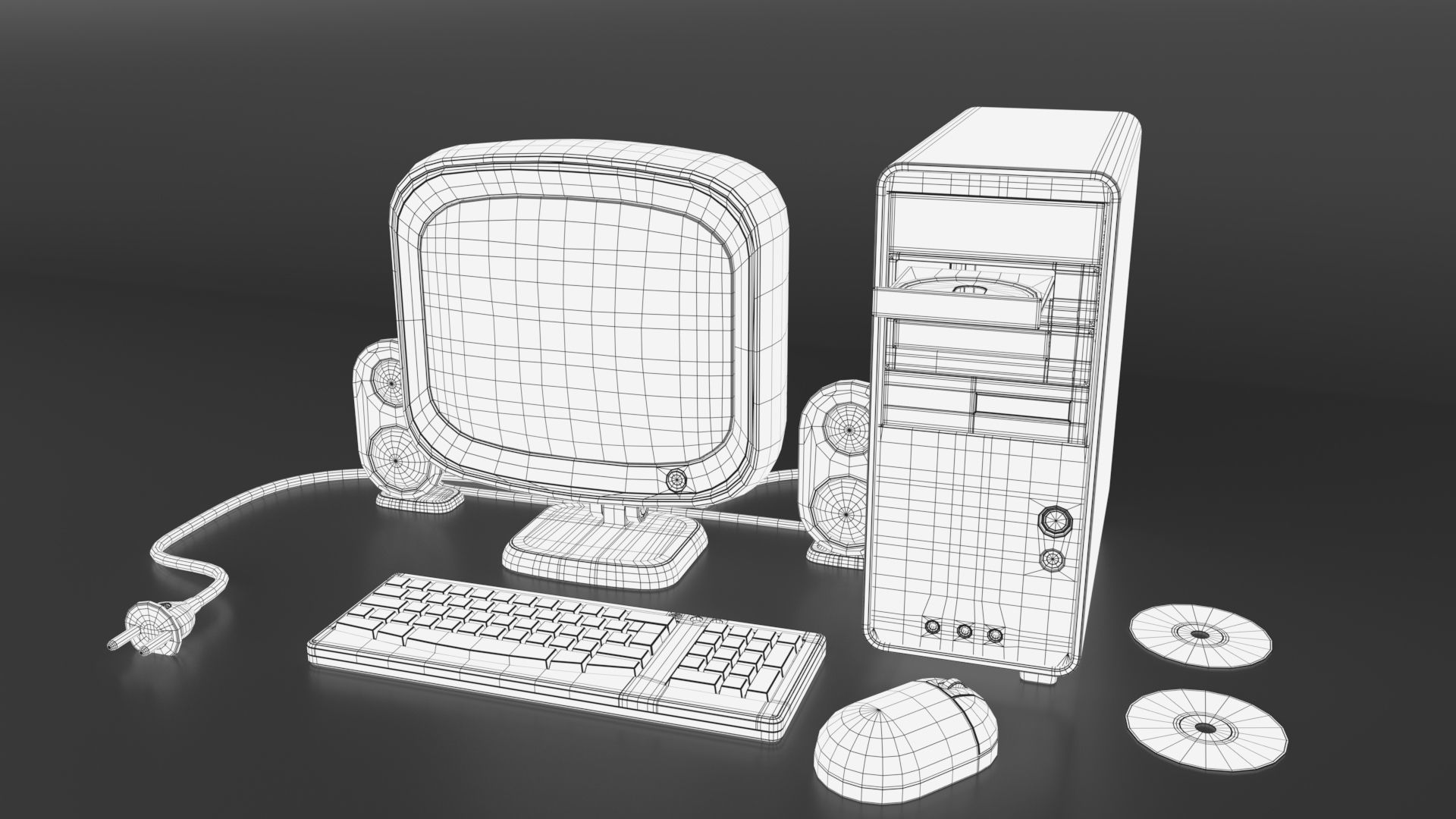 pc set Cartoon Computer  3D model_9