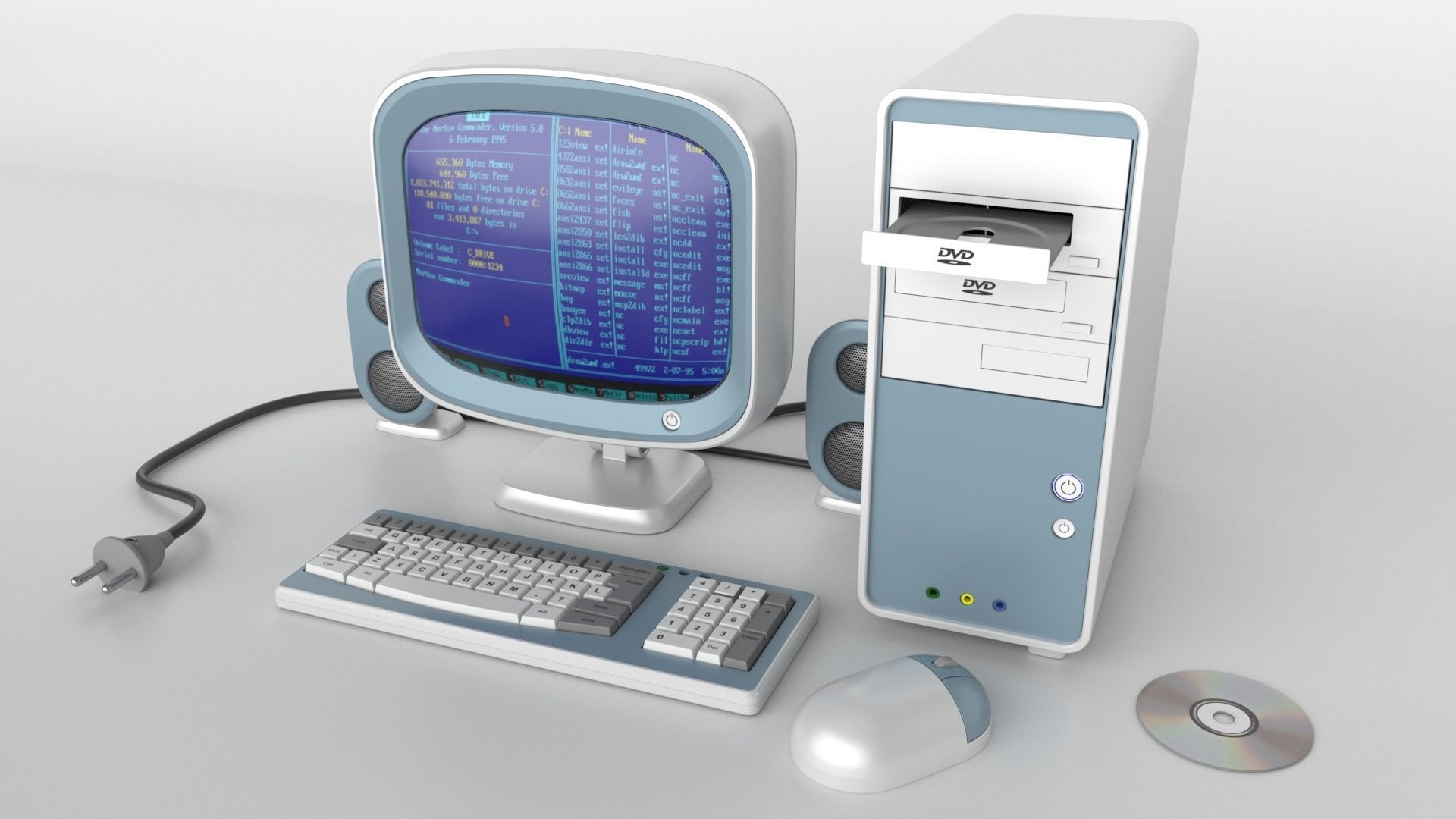 pc set Cartoon Computer  3D model_1