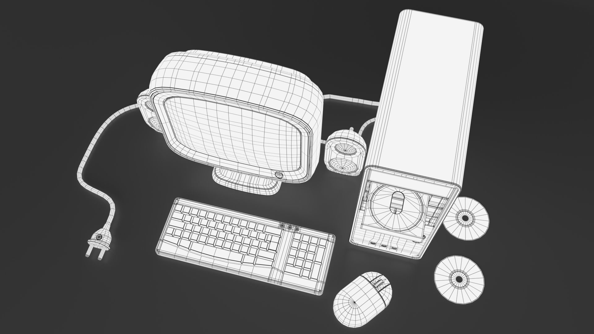 pc set Cartoon Computer  3D model_10