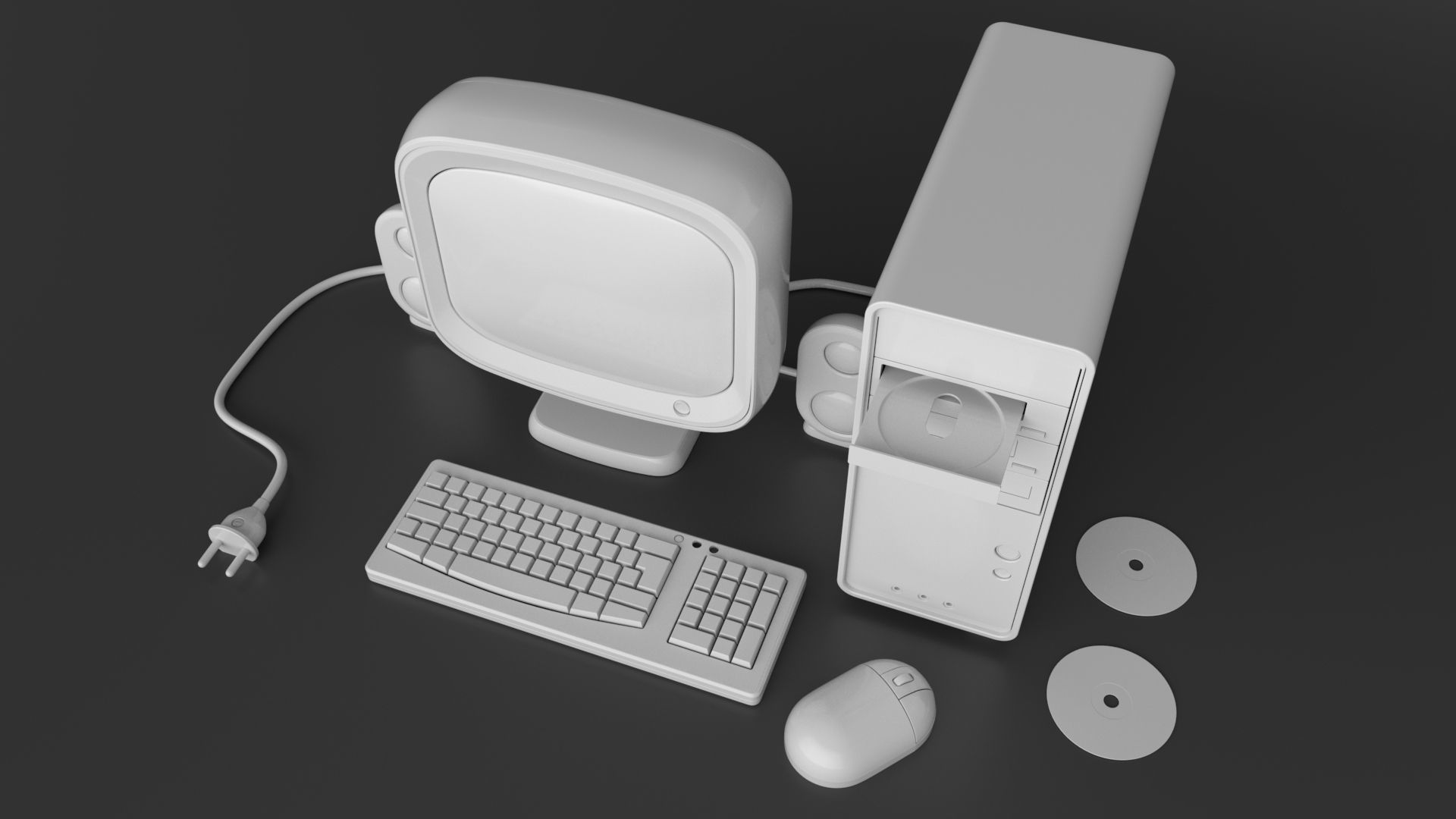 pc set Cartoon Computer  3D model_6