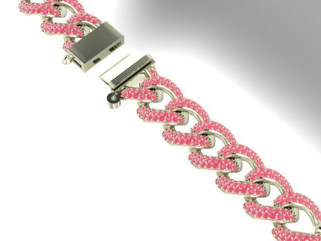 cuban chain bracelet chain necklace diamond cz STL  3D model_5