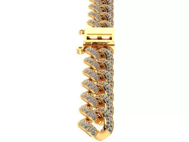 cuban chain bracelet chain necklace diamond cz STL  3D model_0