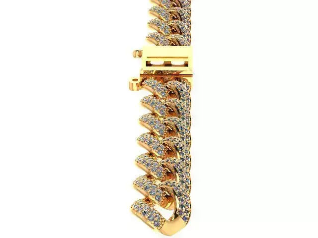 cuban chain bracelet chain necklace diamond cz STL  3D model